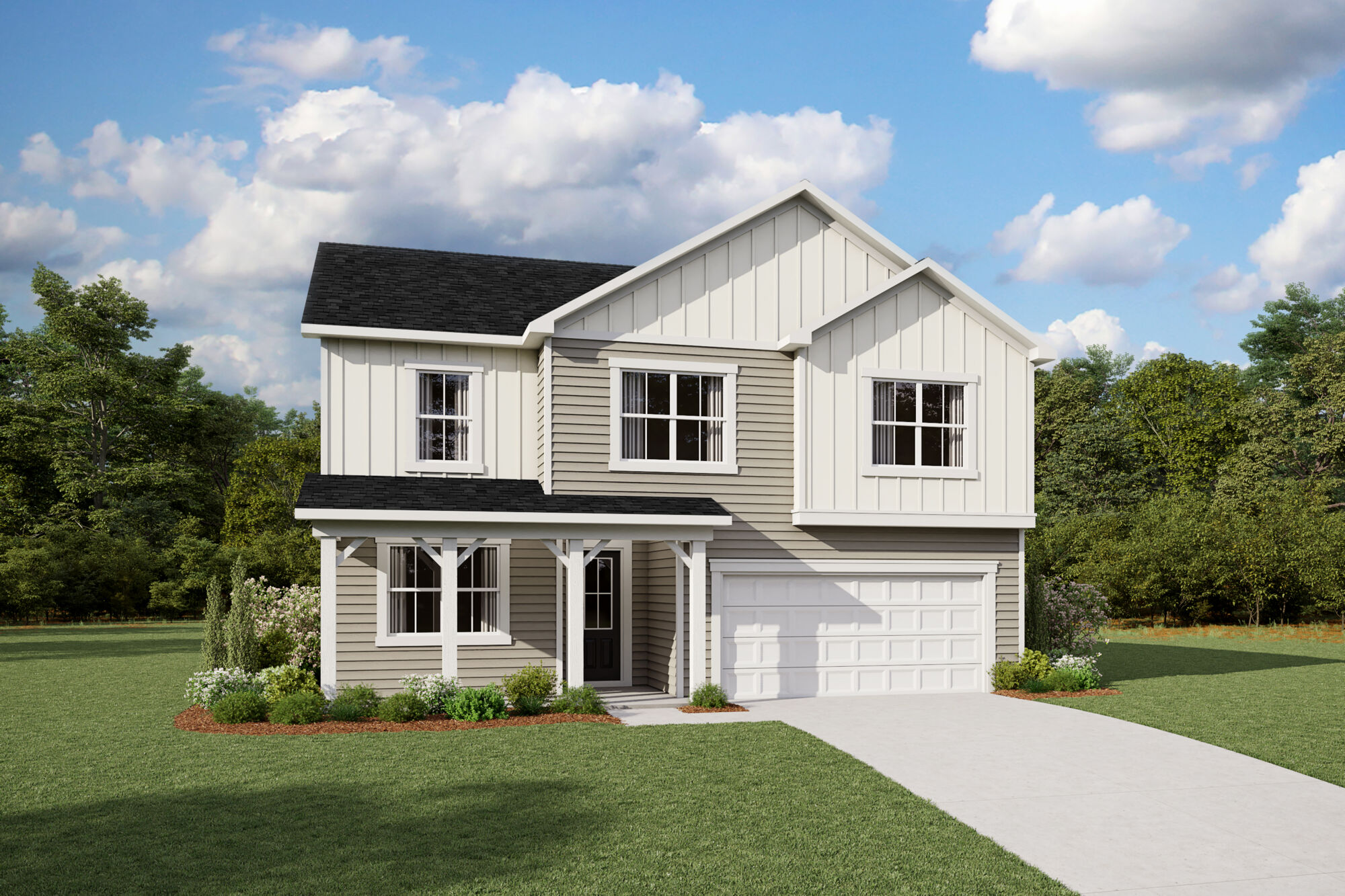 Elevation Front with window, garage and door