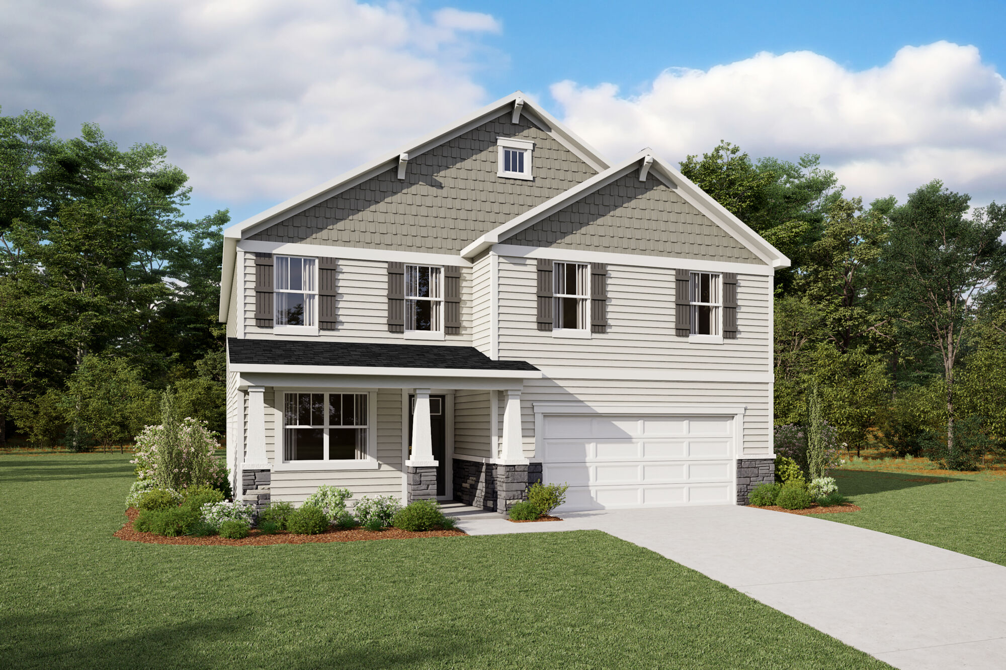  Elevation Front with garage, window and door