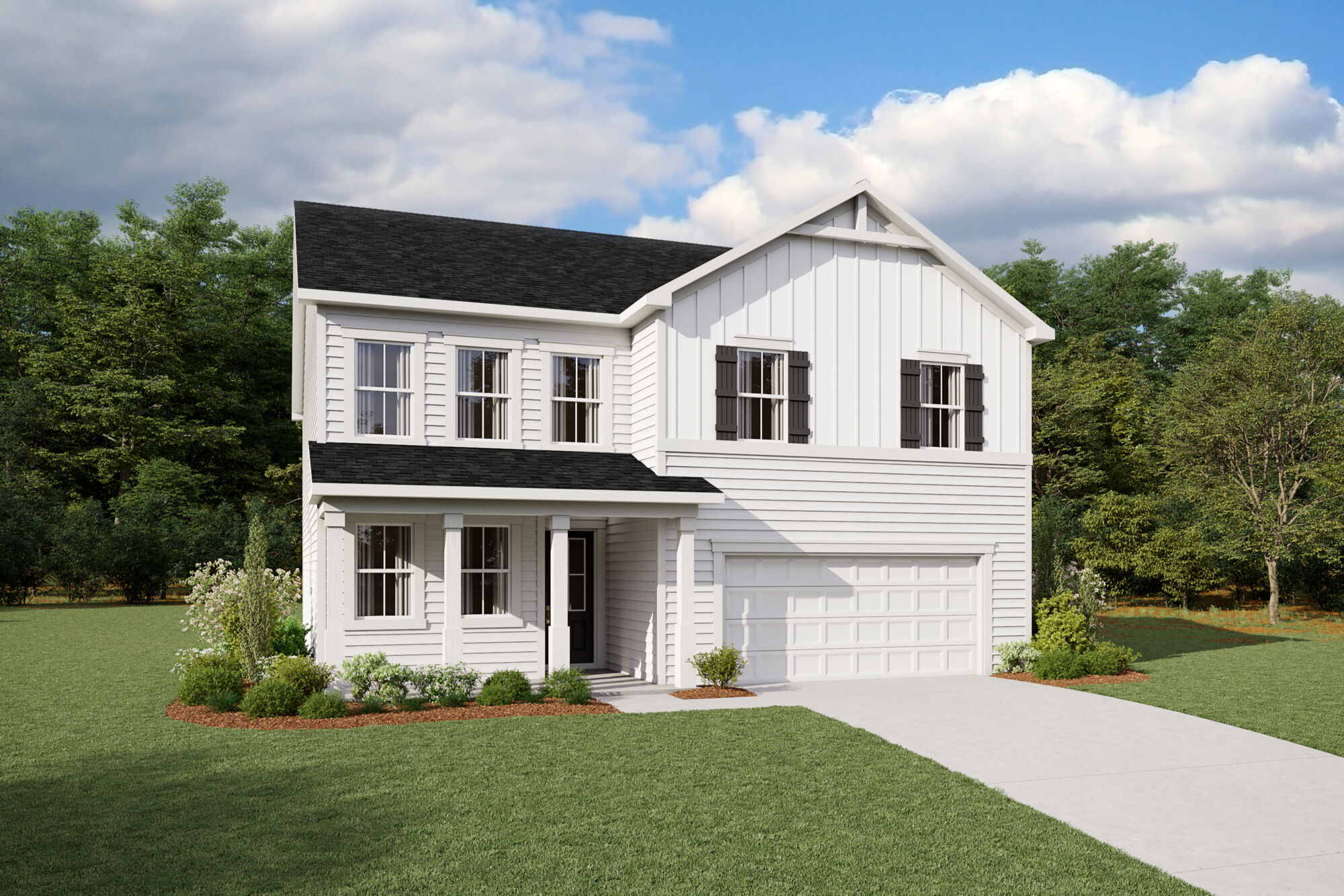  Elevation Front with garage, window and door
