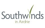 Southwinds logo with the "i" on Southwinds as a blade of grass and "in Airdie" in green colour below
