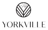 Yorkville logo Circular icon containing a minimalist drawing of mountains and the sun above the text reading "Yorkville"