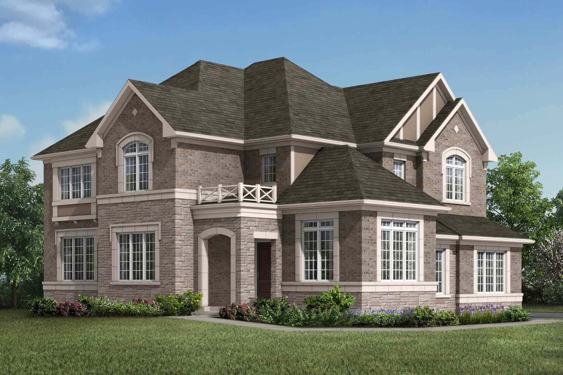 Elevation Front with window, exterior brick