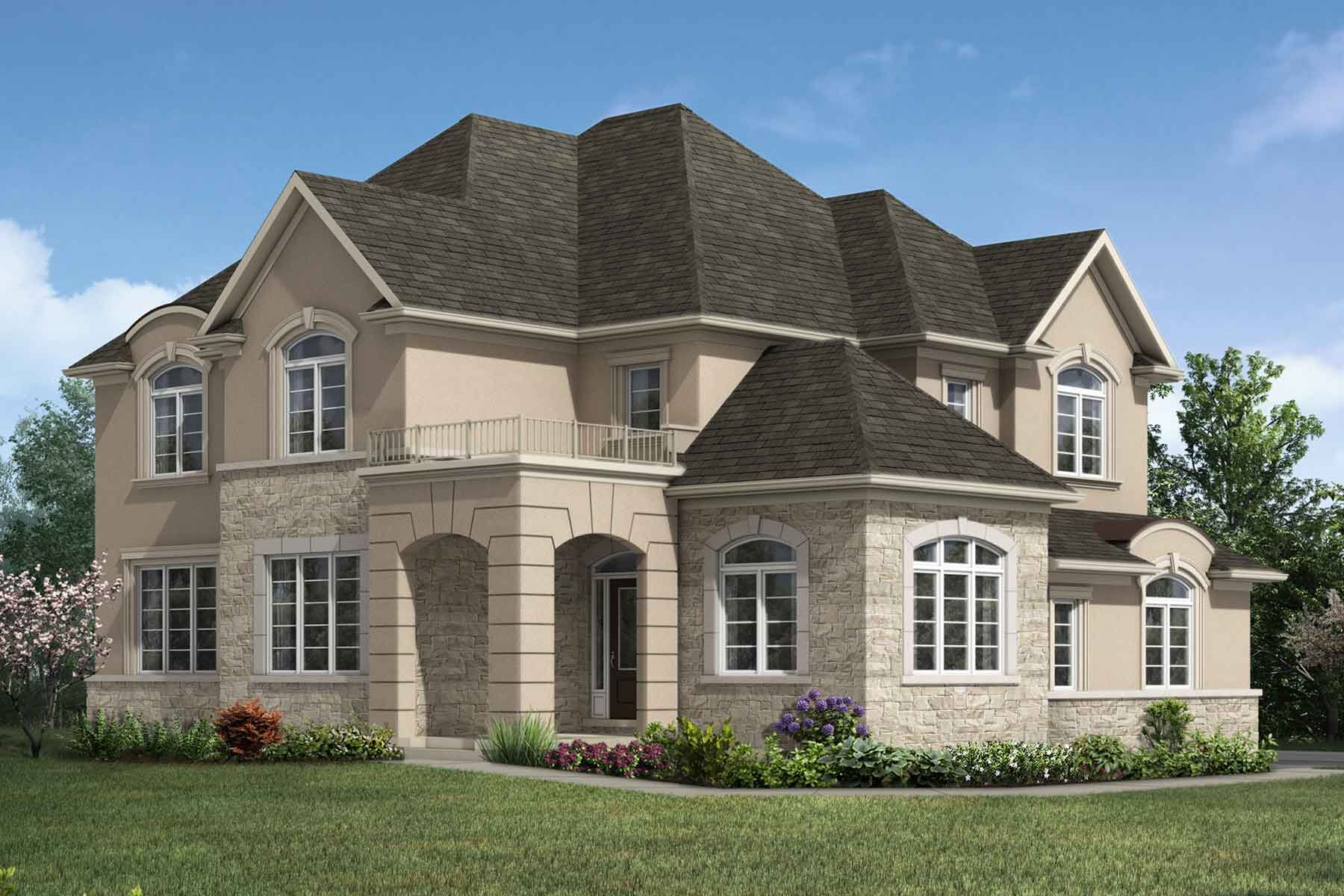 Elevation Front with door, window, exterior stucco
