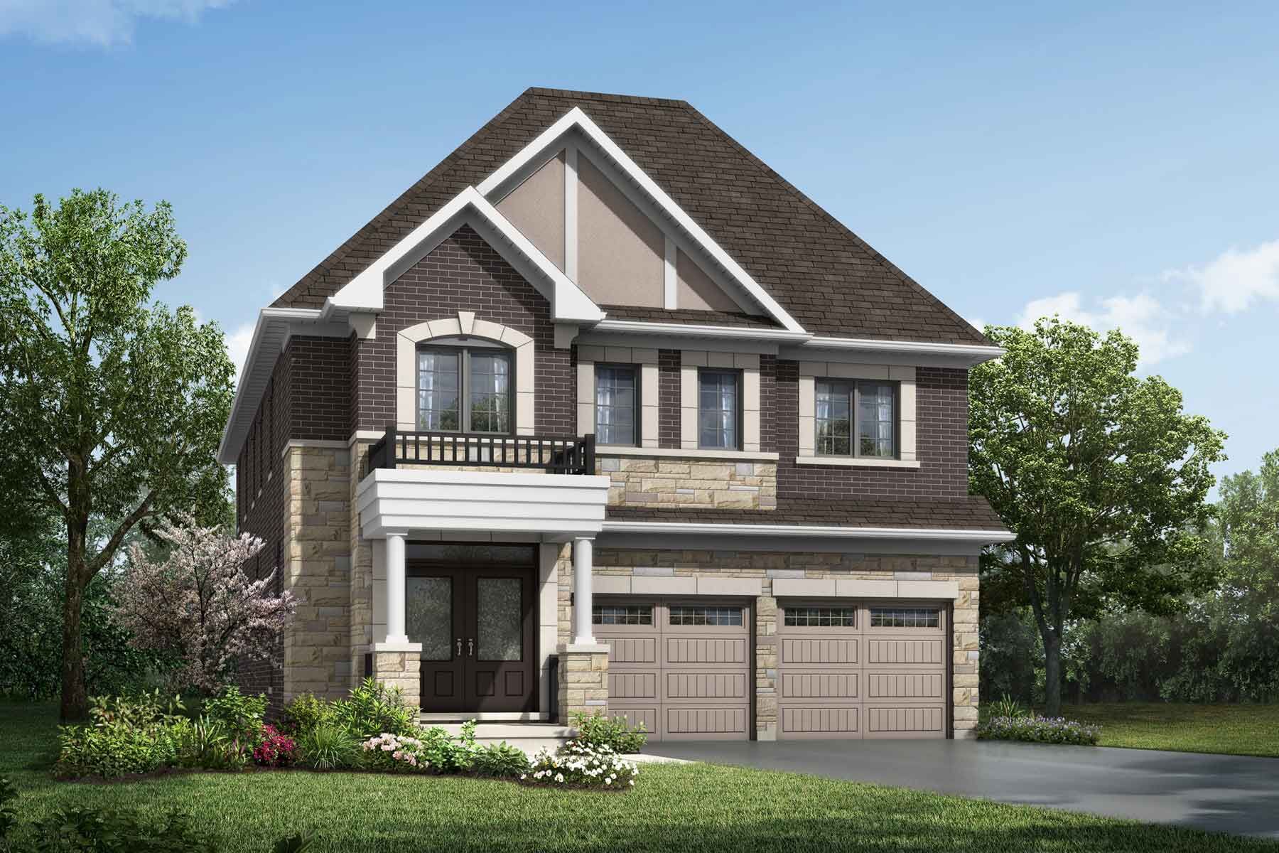 An English Manor style single family home with a double car garage.