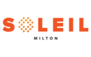 Soleil Logo: Text Soleil Milton with the O made of dots.