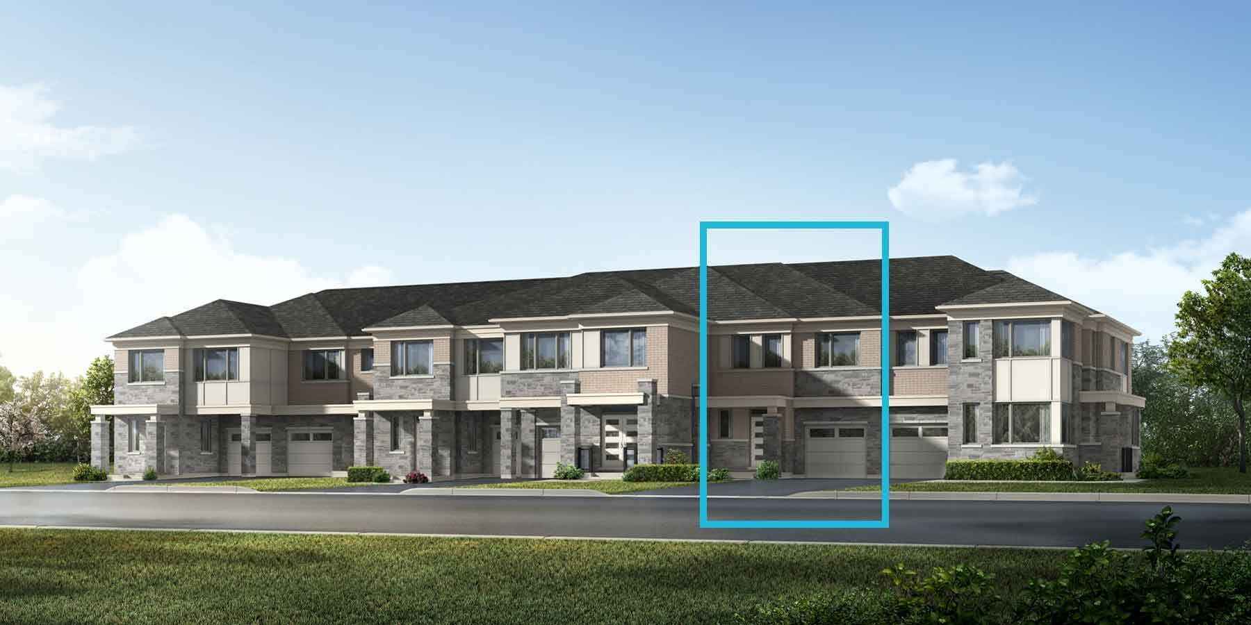 A Modern style townhome with a single car garage.