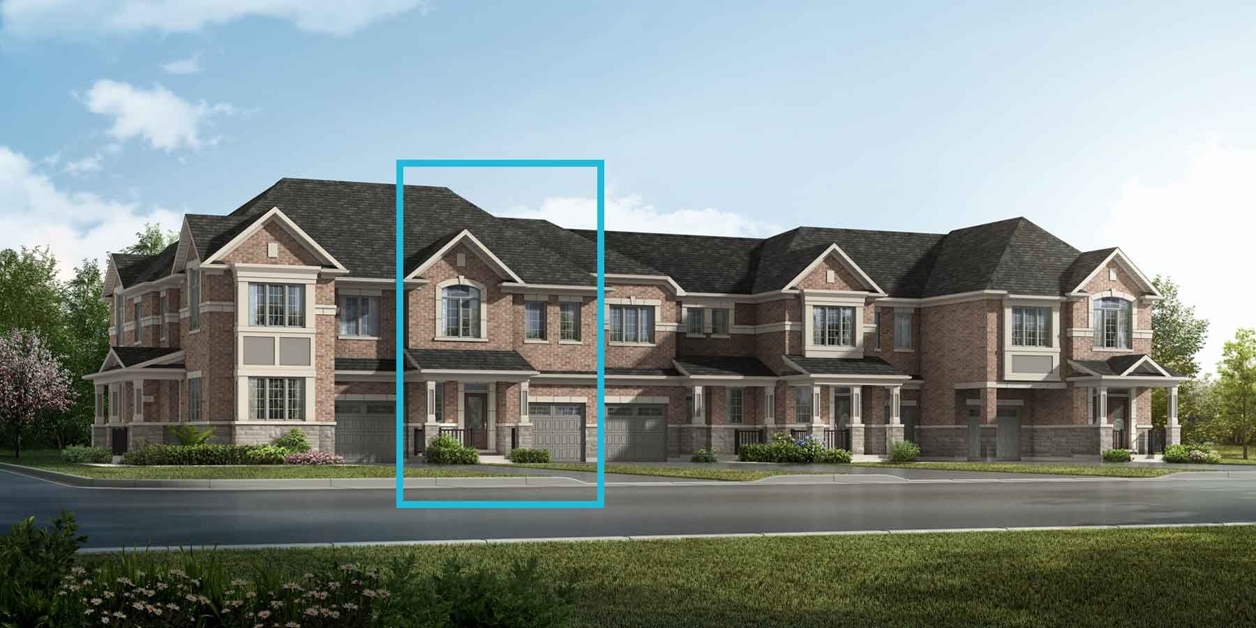 A Traditional style townhome with a single car garage.