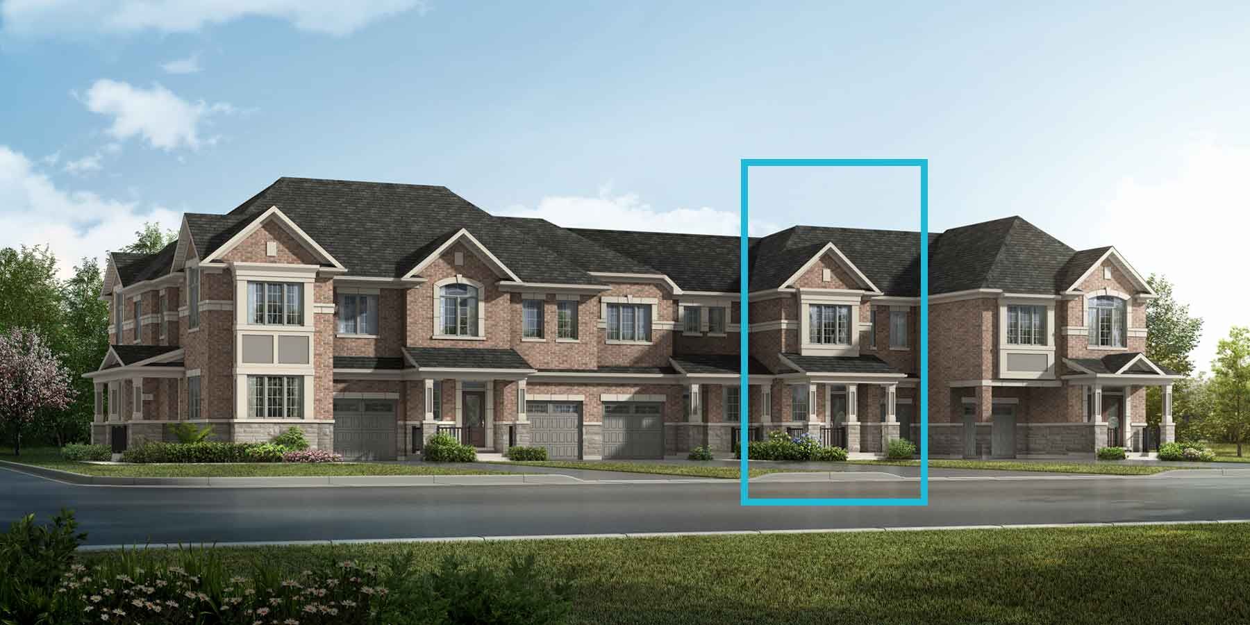 A Traditional style townhome with a single car garage.