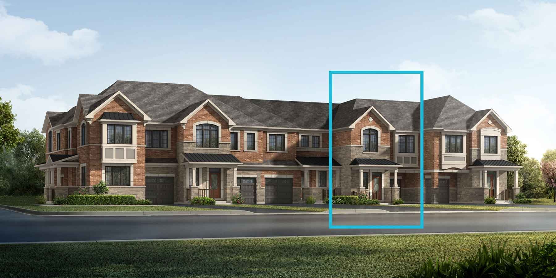 An English Manor style townhome with a single car garage.