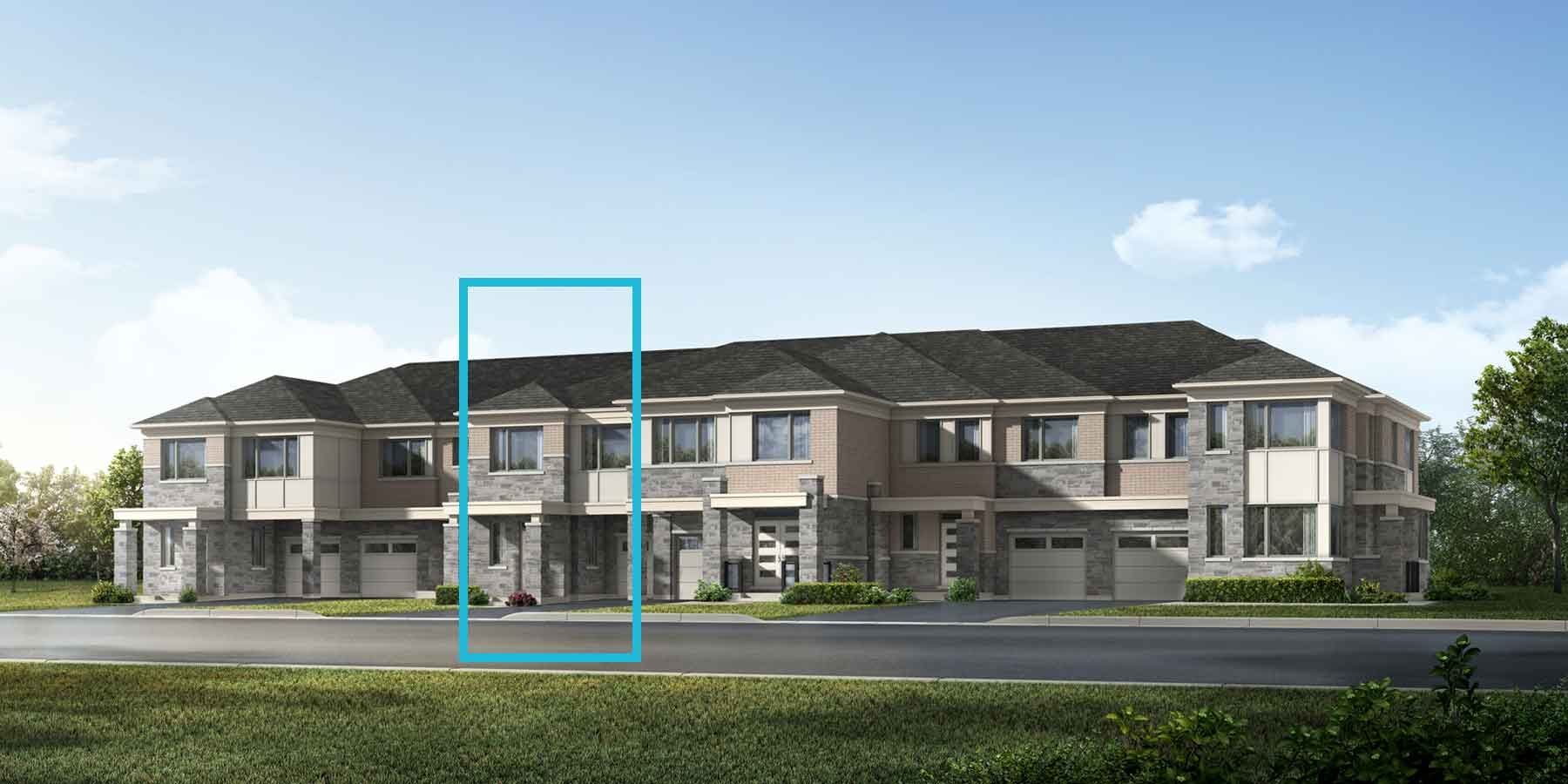 A Modern style townhome with a single car garage.