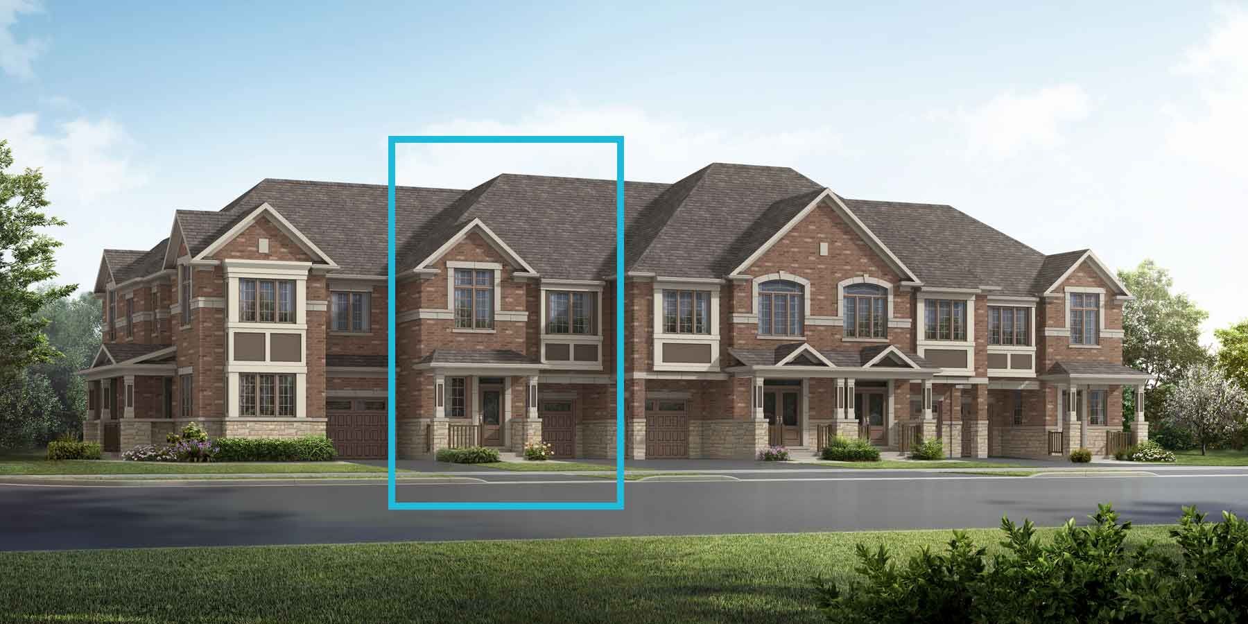 A Traditional style townhome with a single car garage.