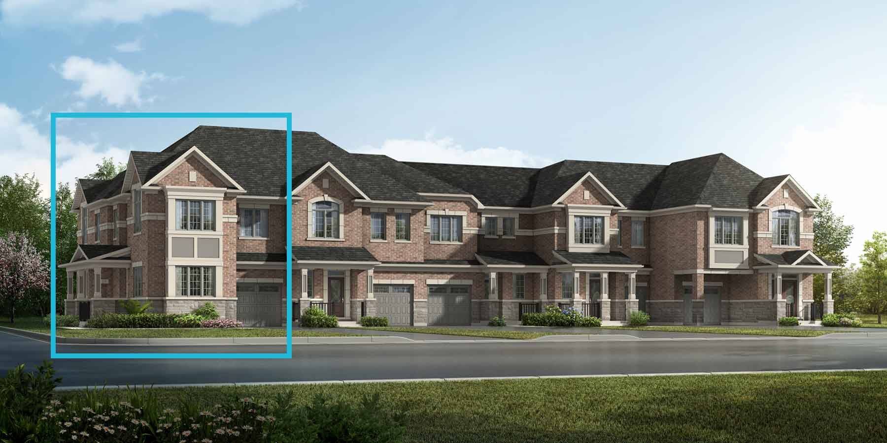 A Traditional style townhome with a single car garage.