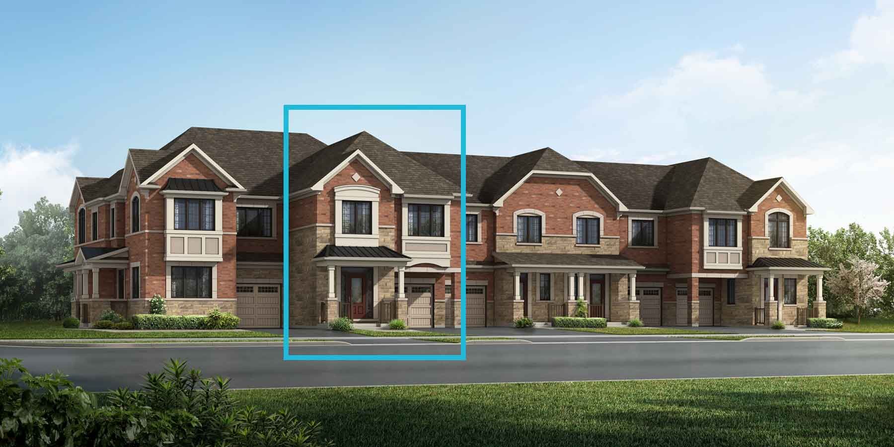 An English Manor style townhome with a single car garage.
