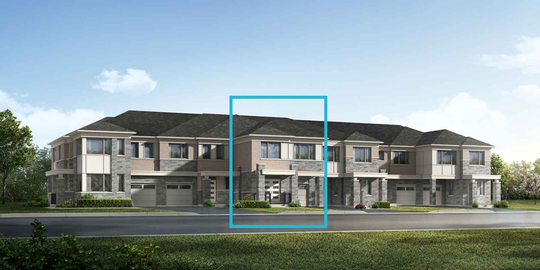 A Modern style townhome with a single car garage.