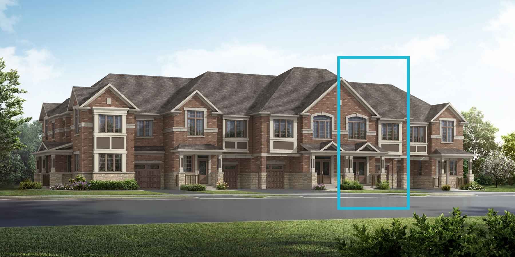 A Traditional style townhome with a single car garage.