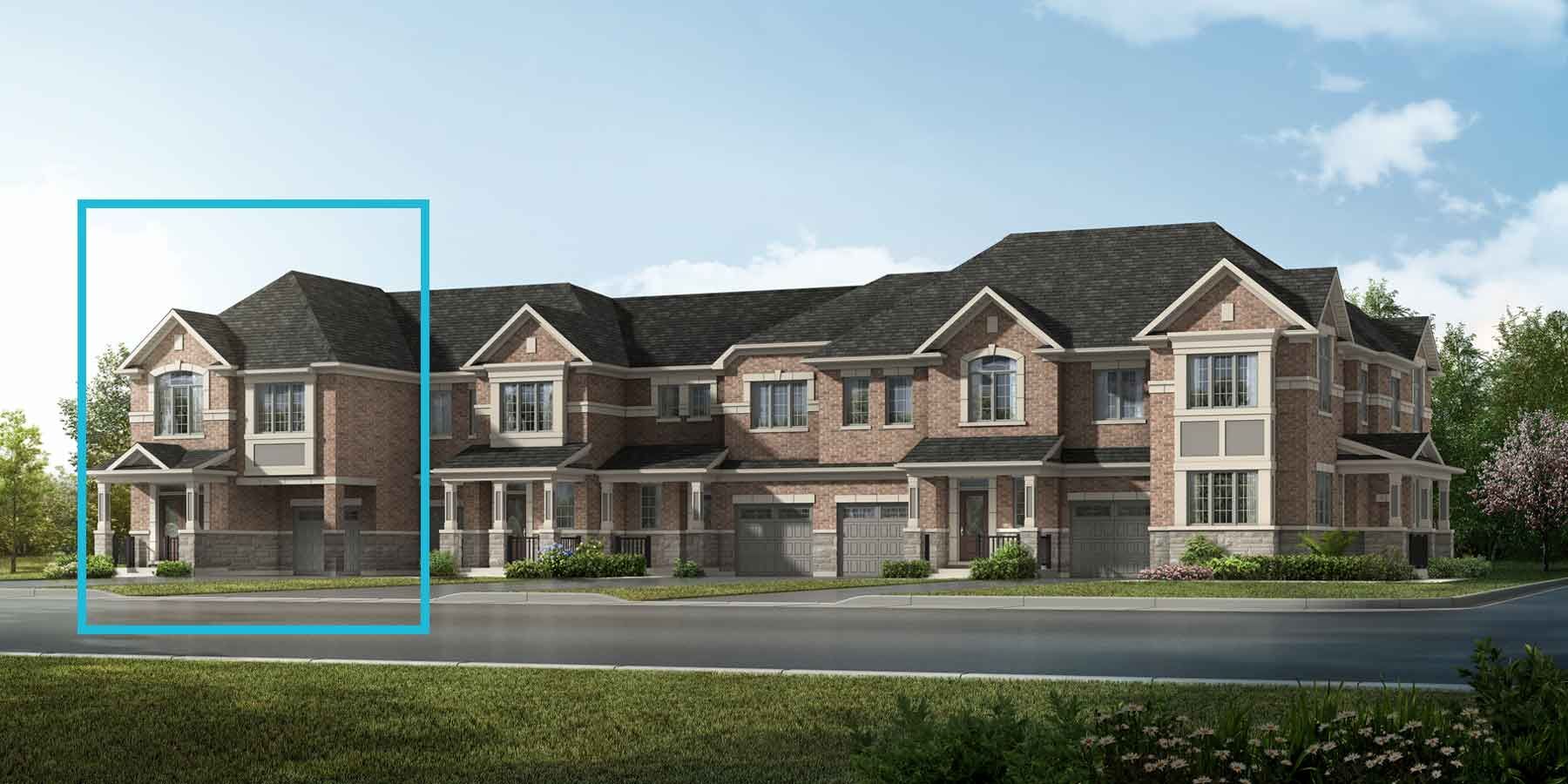 A Traditional style townhome with a single car garage.