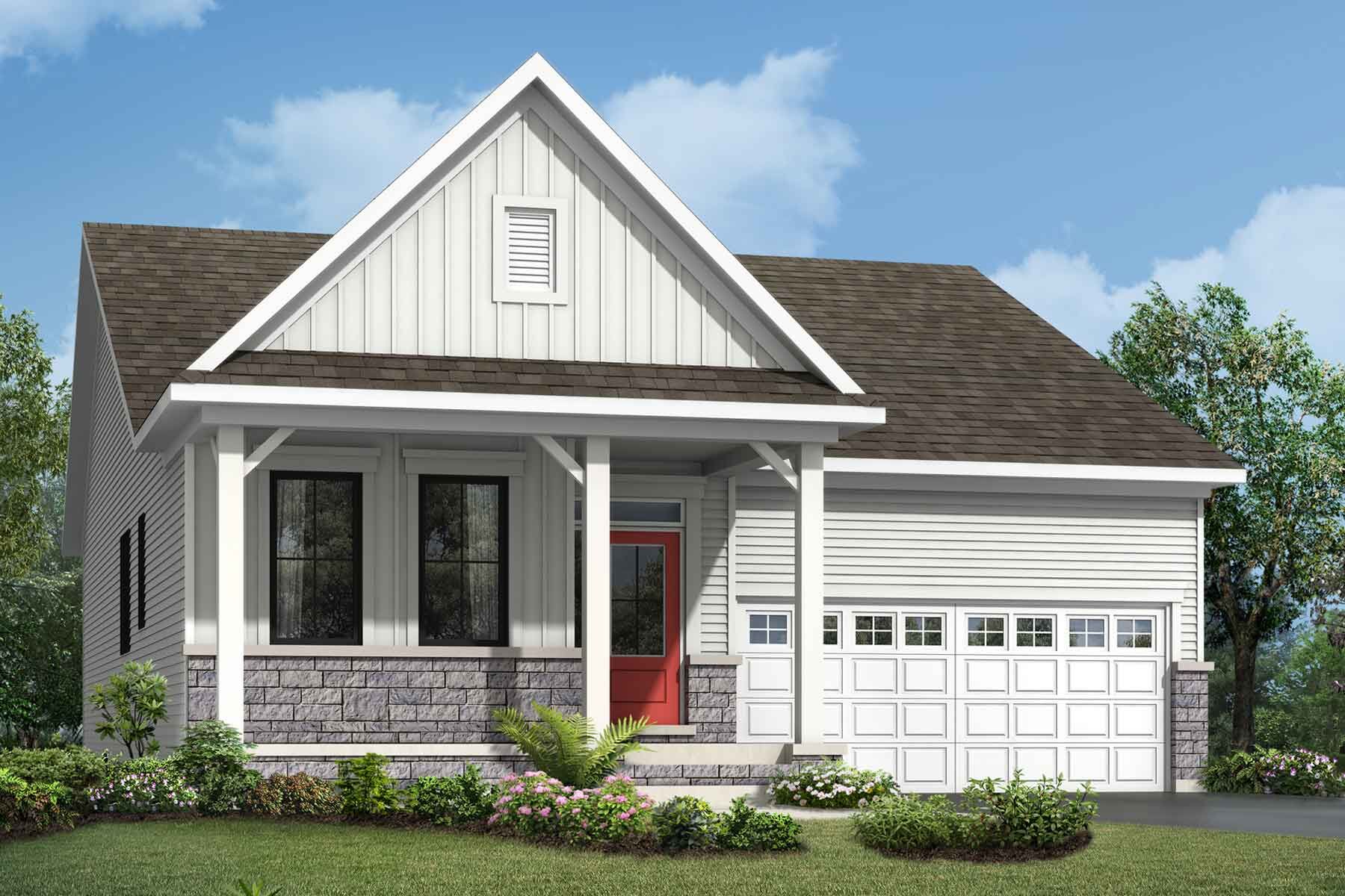 A Modern Farmhouse style detached home with a double car garage.