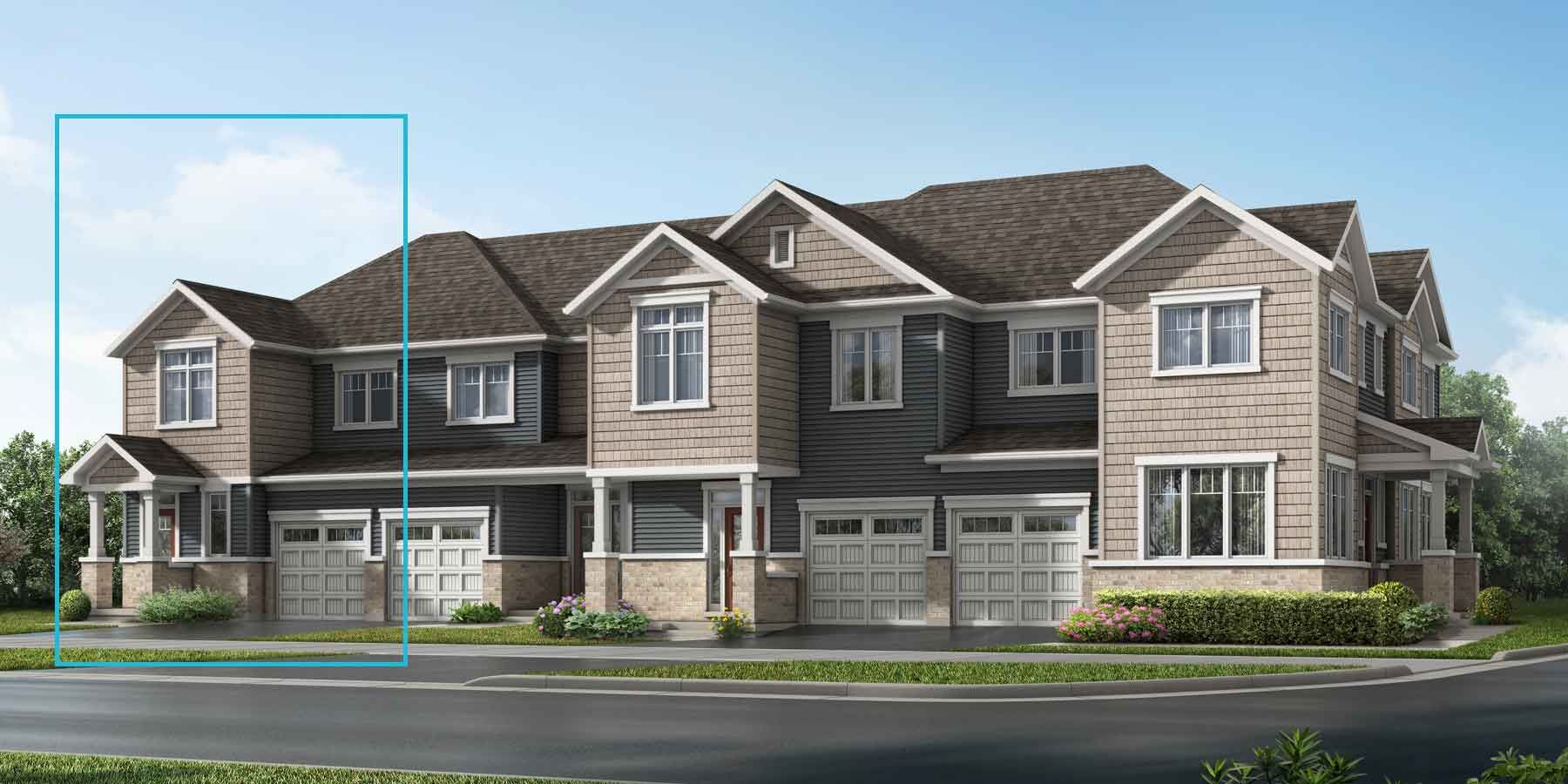 An attached Craftsman style home with a single car garage.