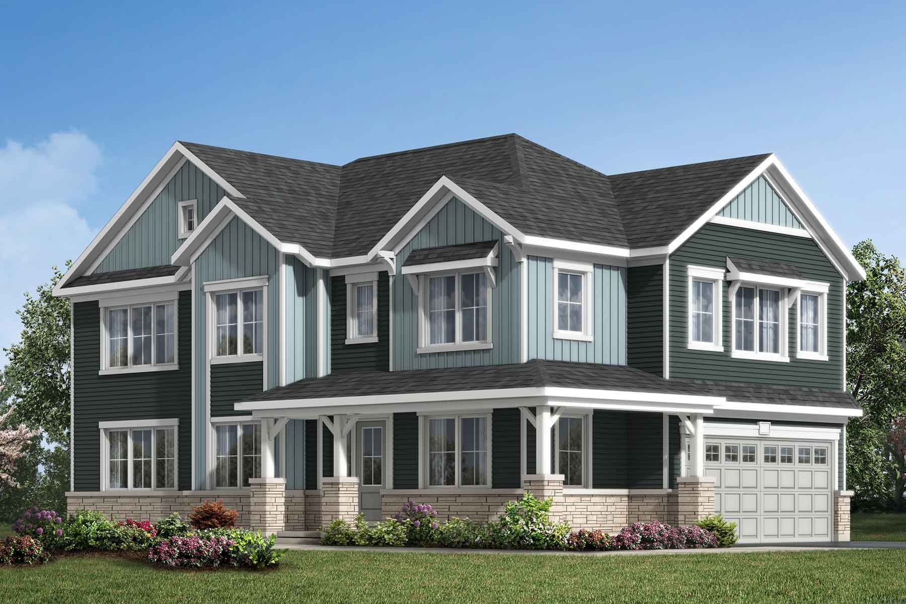 A Modern Farmhouse style detached home with a double car garage.