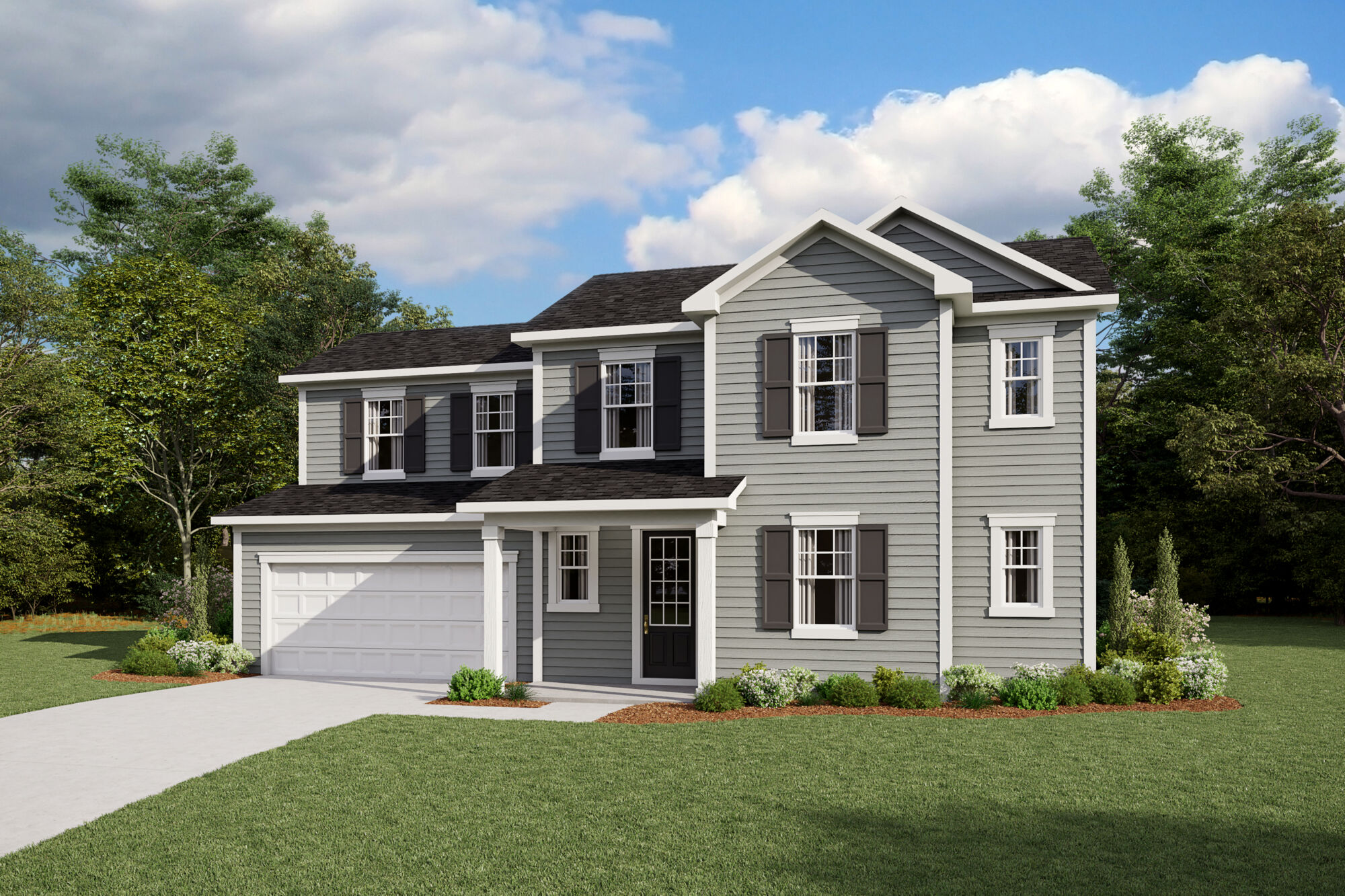  Elevation Front with window, garage and door