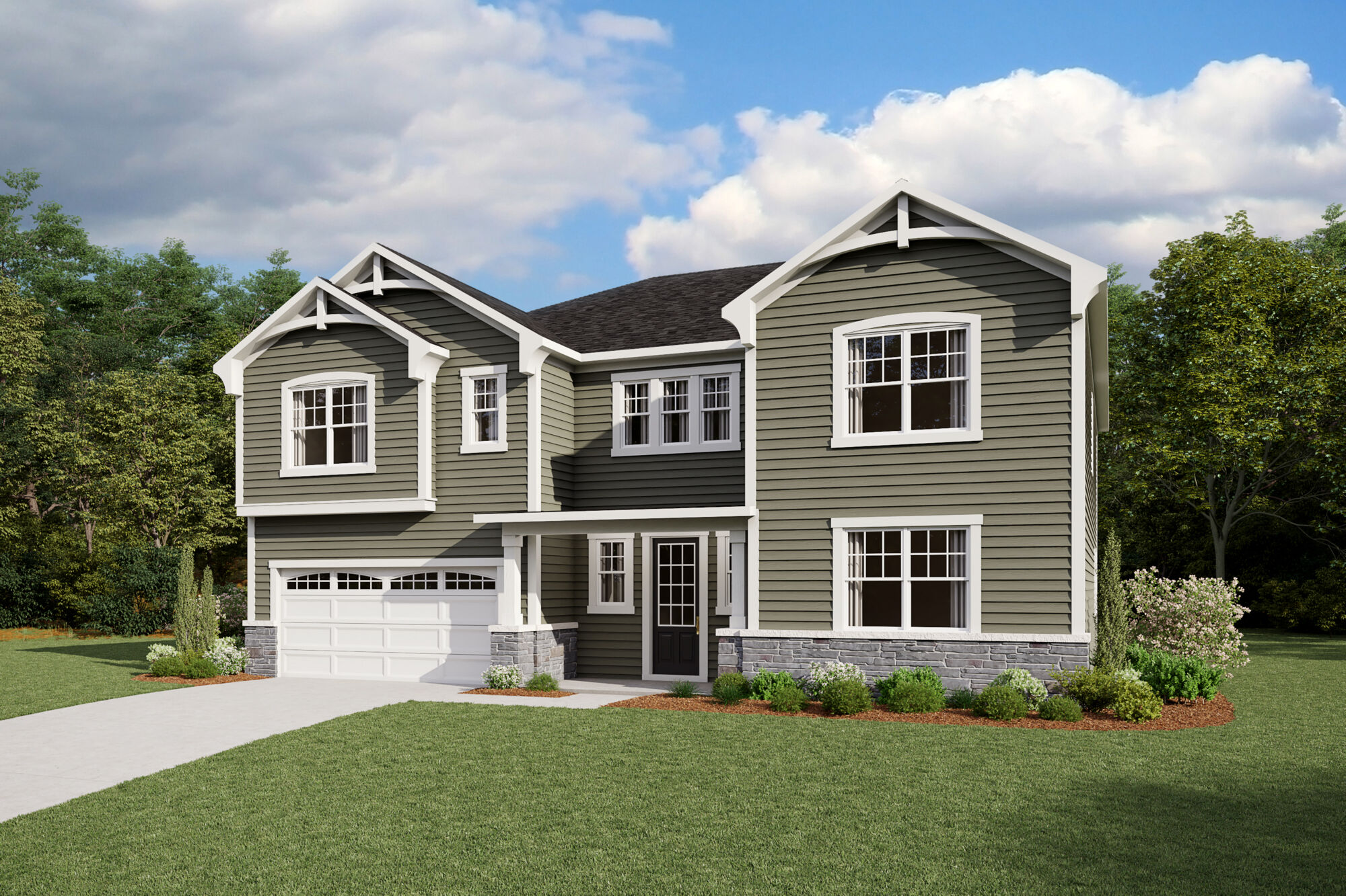  Elevation Front with window, garage and door