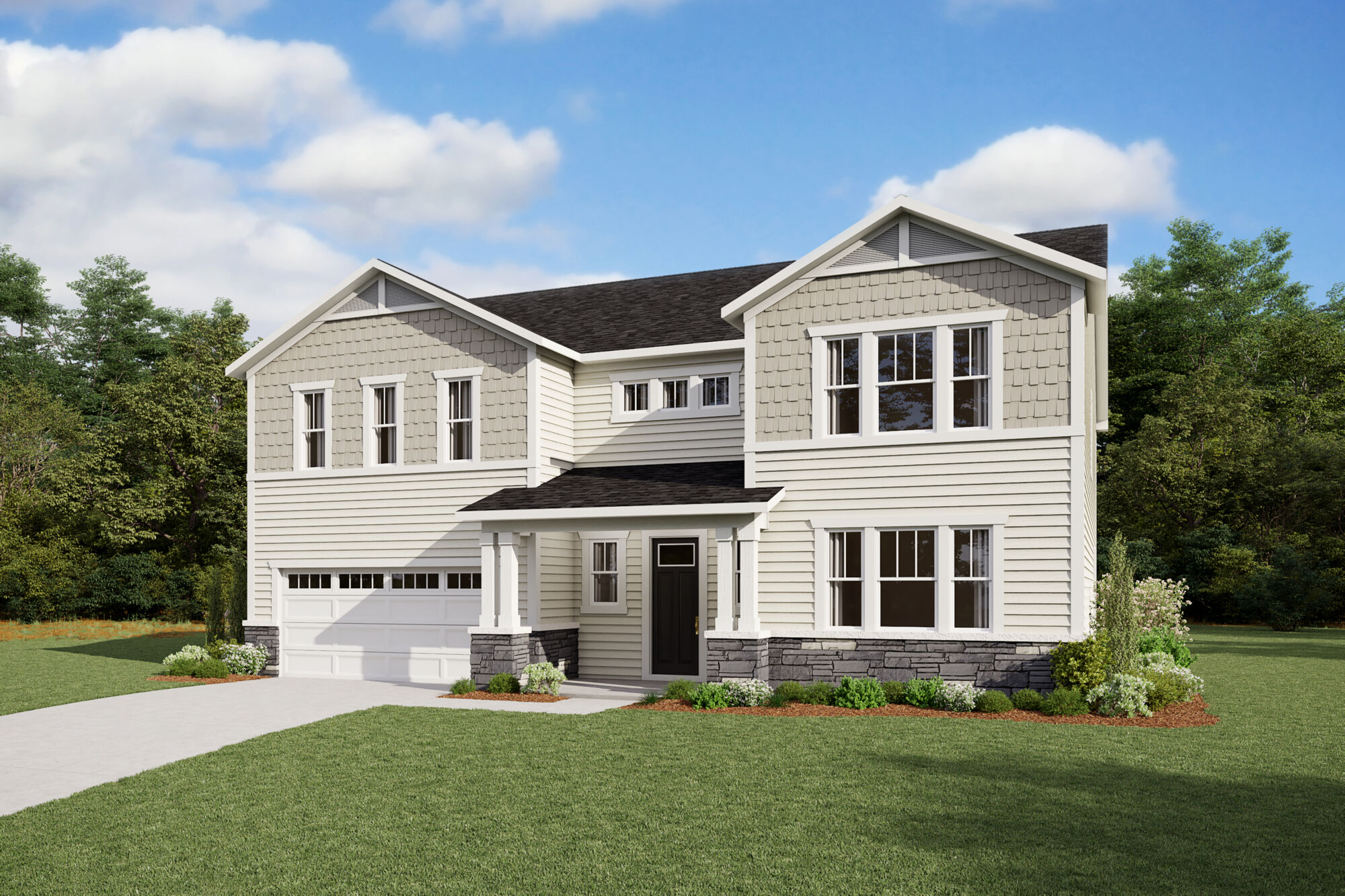  Elevation Front with window, garage and door
