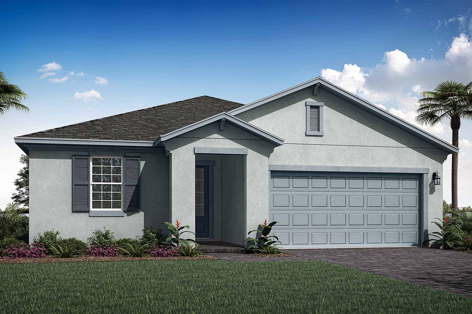 Elevation Front with door, window, garage, exterior stucco