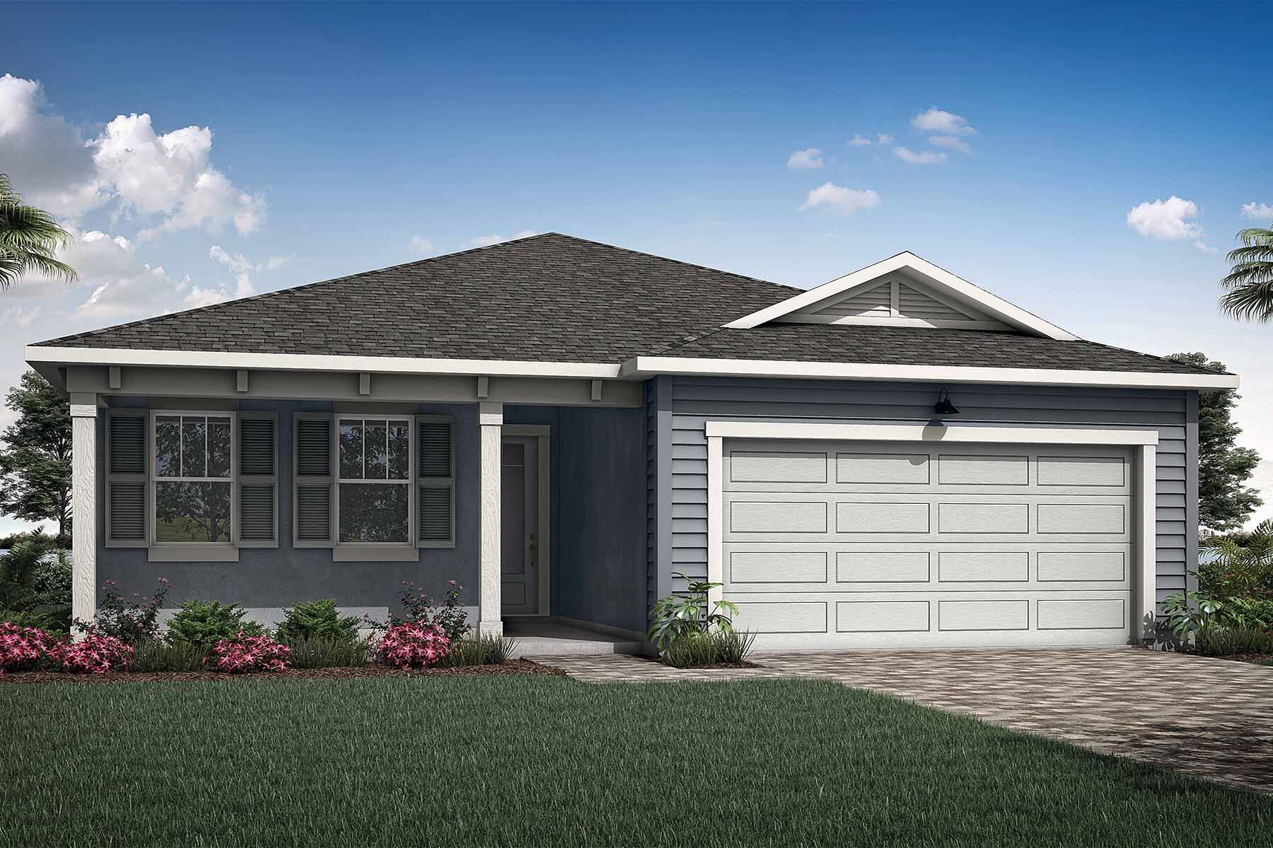 Elevation Front with door, window, garage, exterior stucco