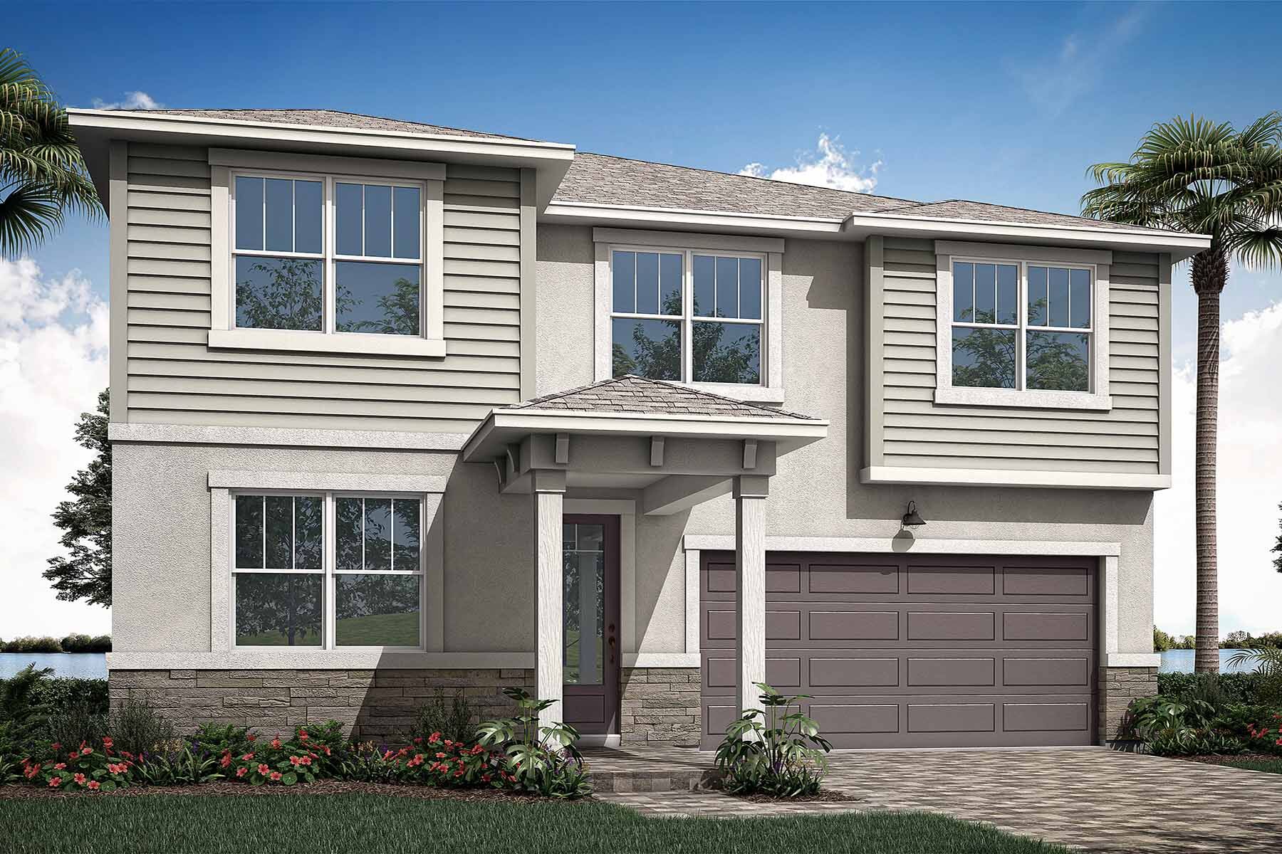 Elevation Front with door, window, garage