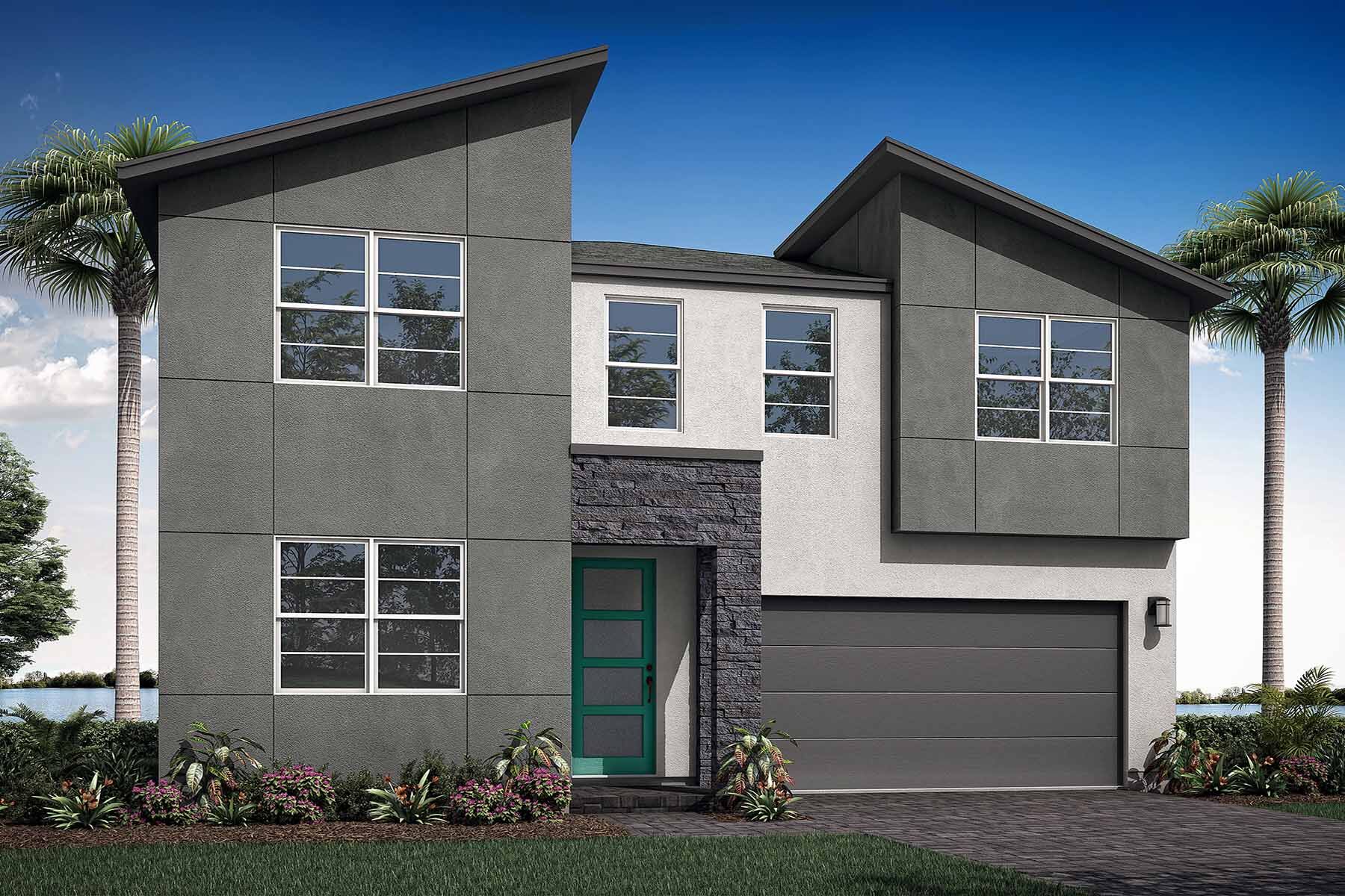Elevation Front with door, window, garage, exterior stucco