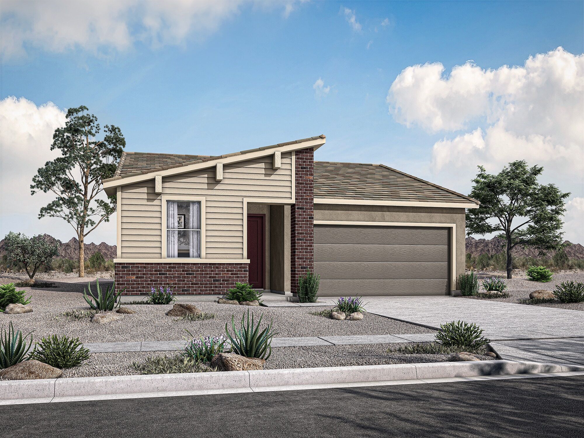  Elevation Front with window, garage, door, exterior clapboard and exterior brick