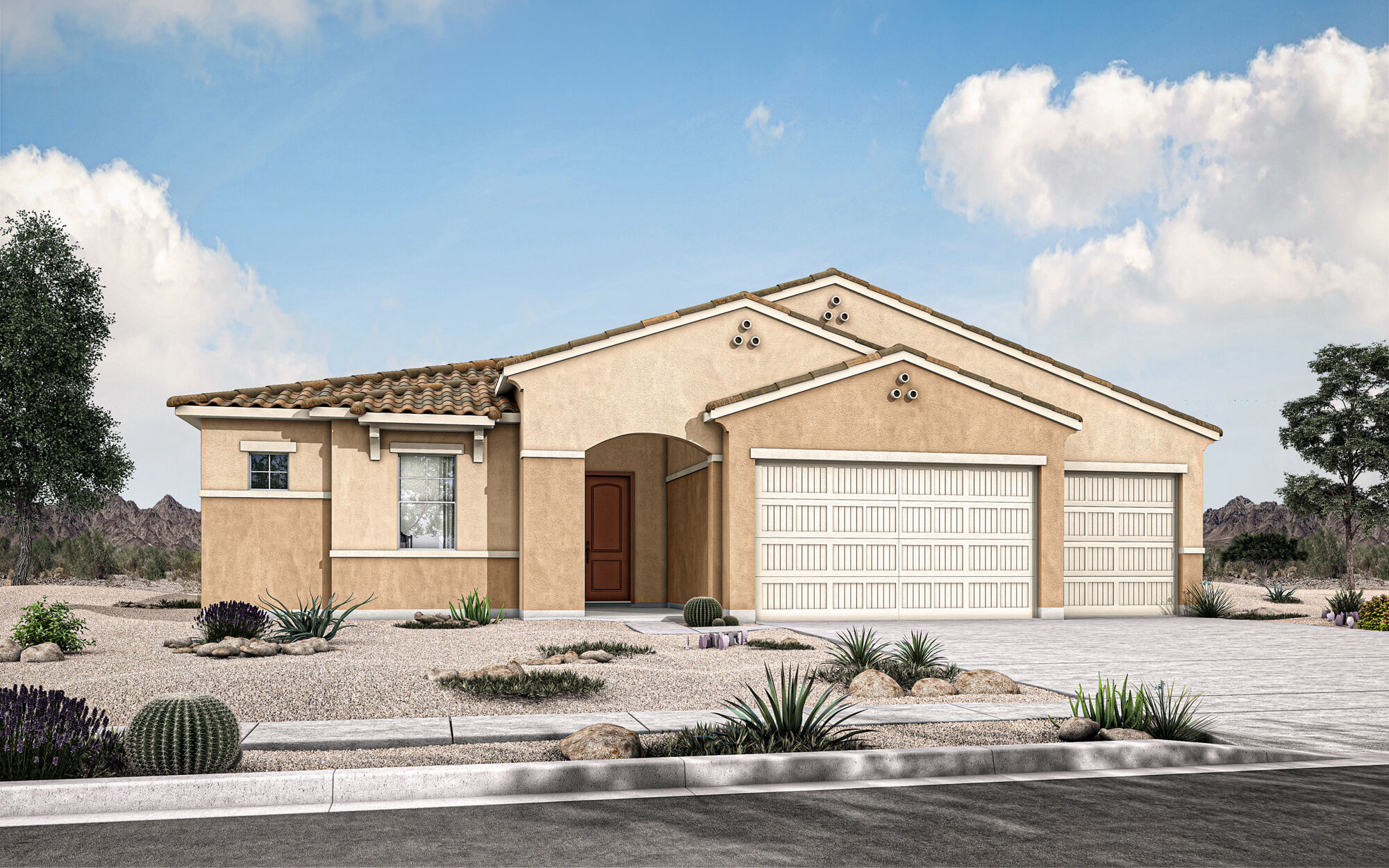  Elevation Front with window, garage and door