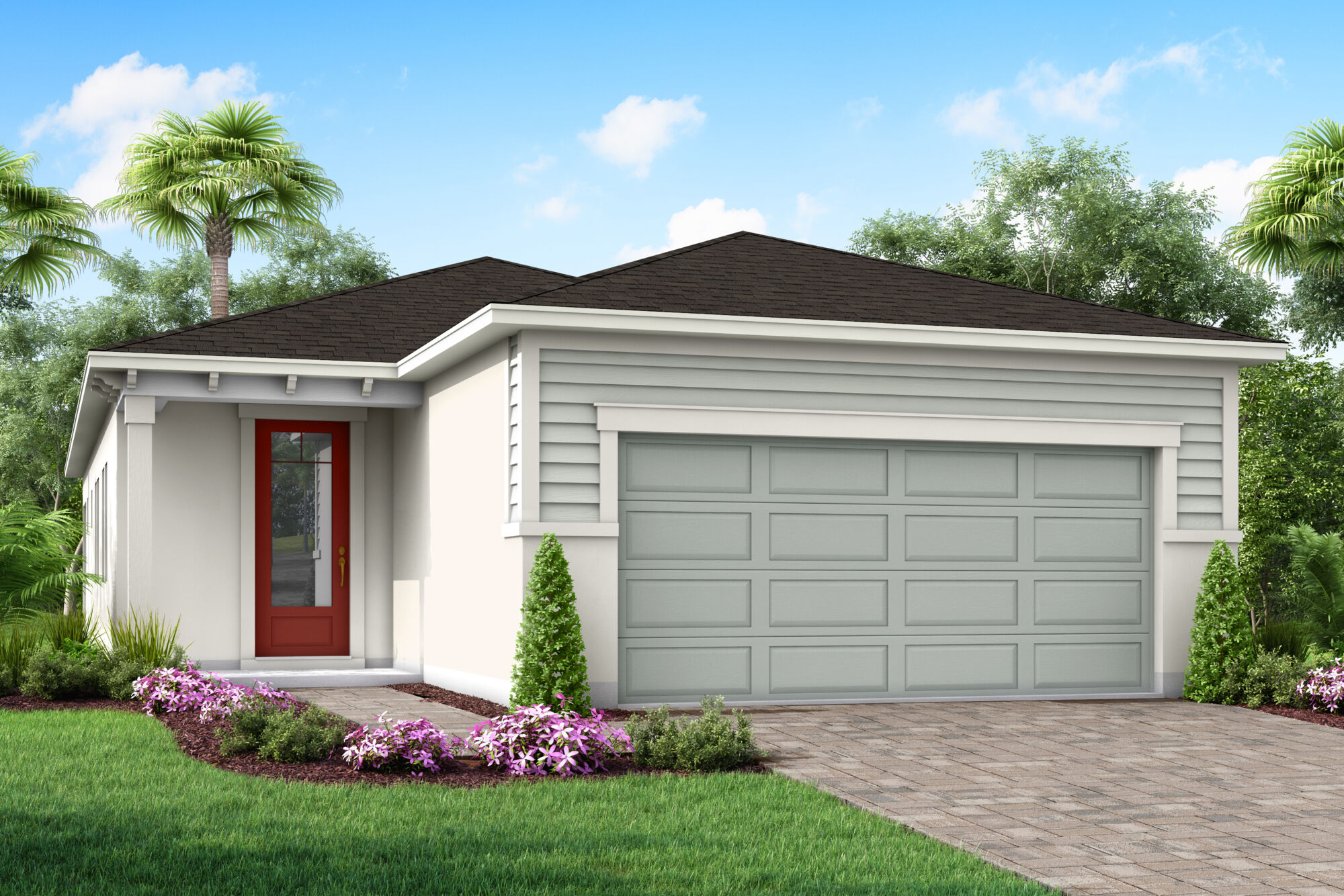  Elevation Front with garage and door