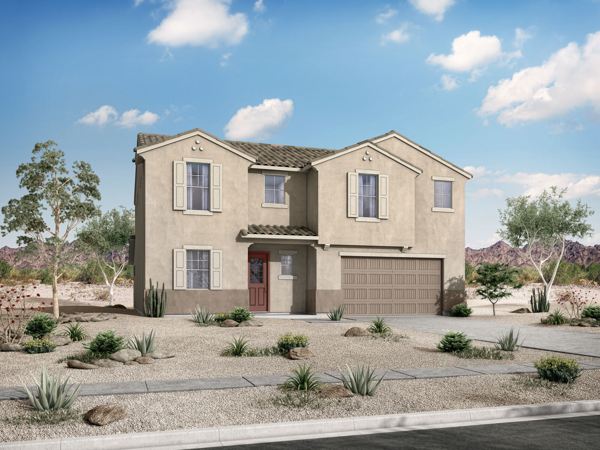  Elevation Front with garage, window and exterior brick