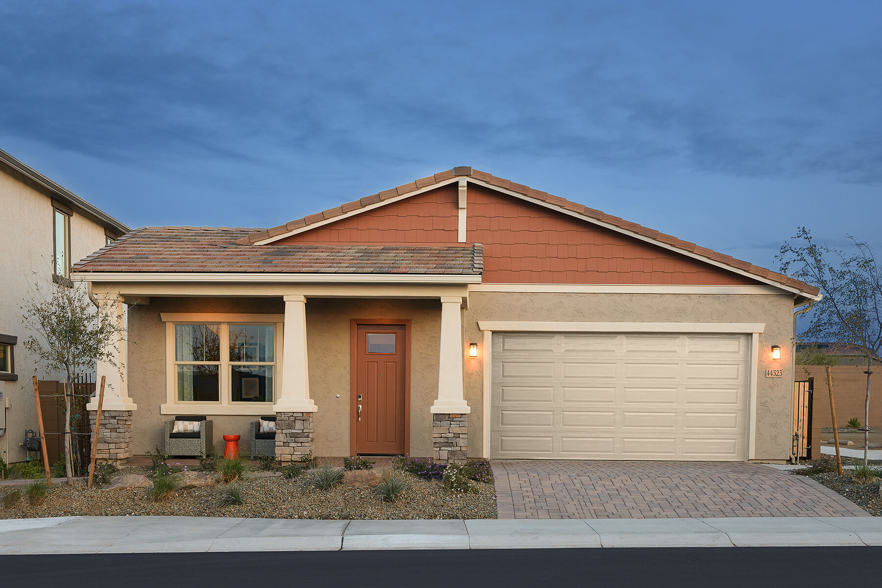  Elevation Front with garage, door and window