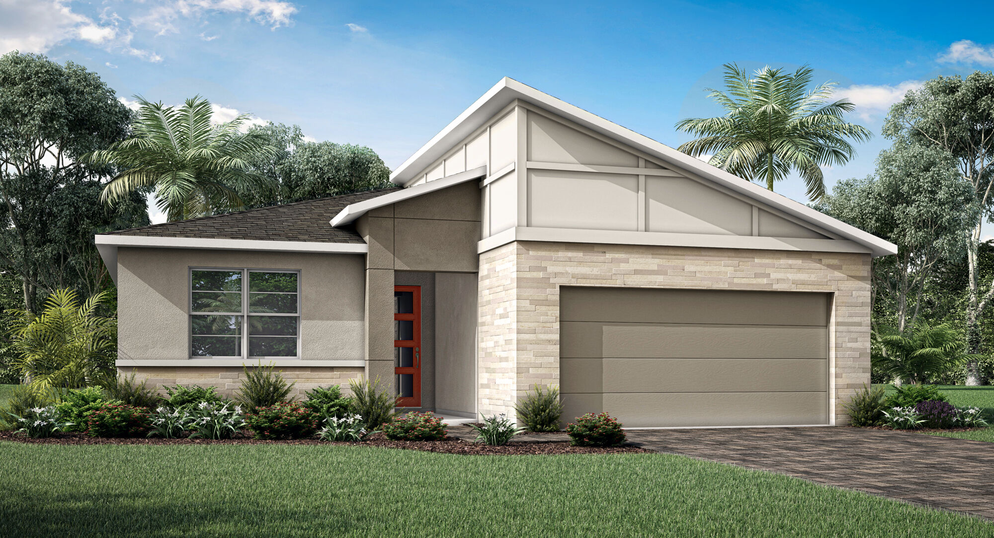  Elevation Front with garage, window and door