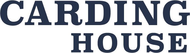 Carding House in Oakville marketing Logo. Blue text