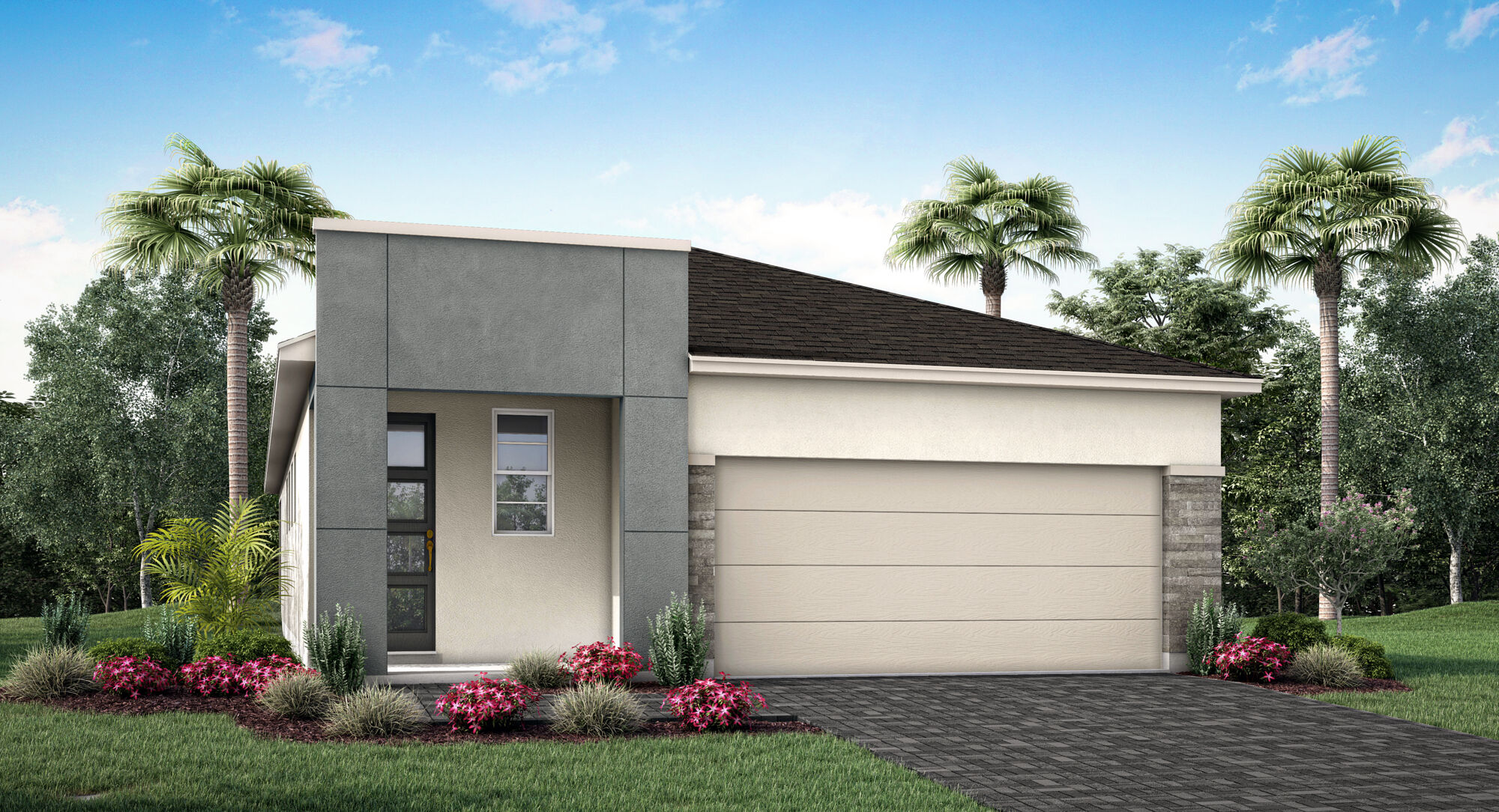  Elevation Front with garage, window and exterior stone