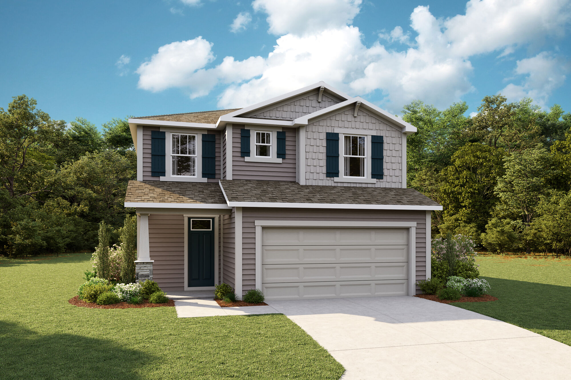  Elevation Front with window, garage and door