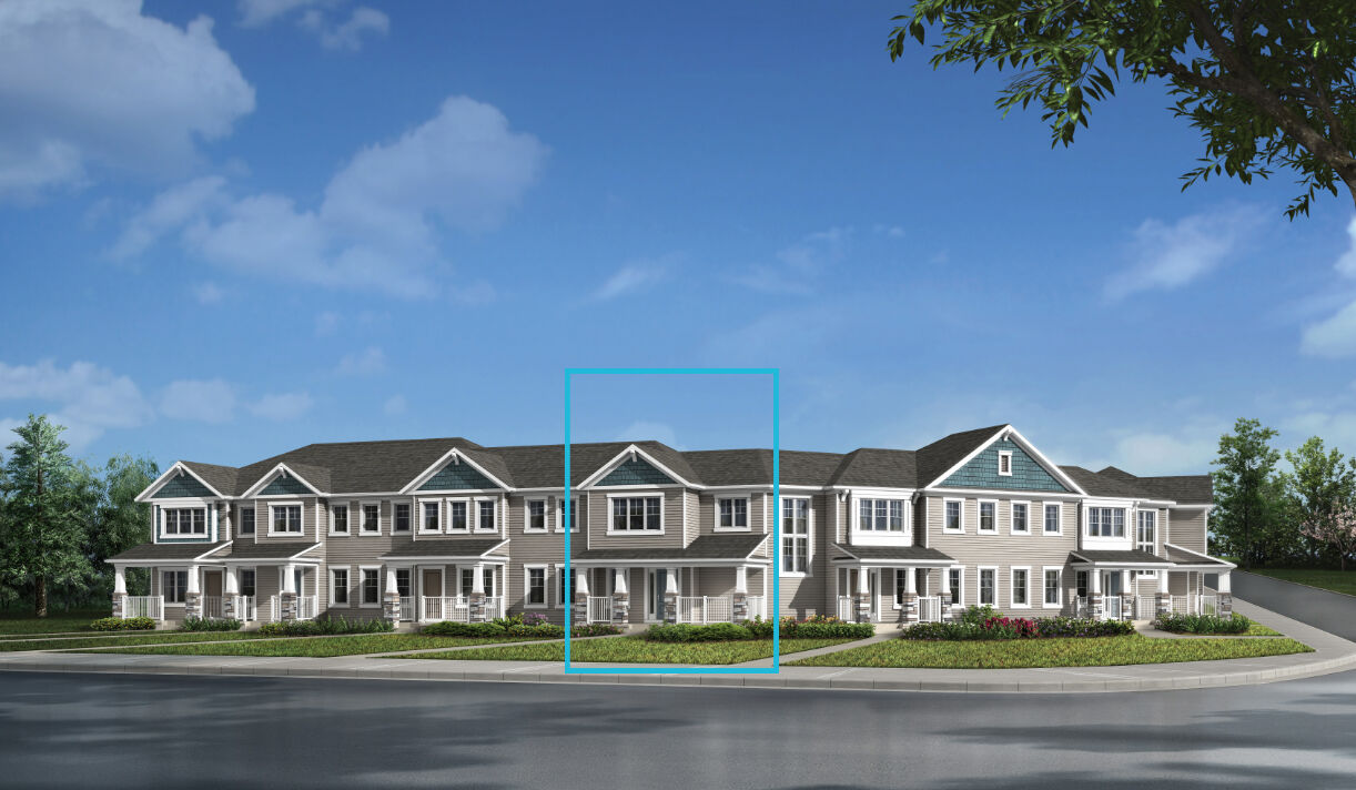 Craftsman Elevation Rendering of the Brinkley II. Includes 1 medium sized window and 1 large window on the second floor. The pathway to the home leads you from the side walk to the spacious front porch.