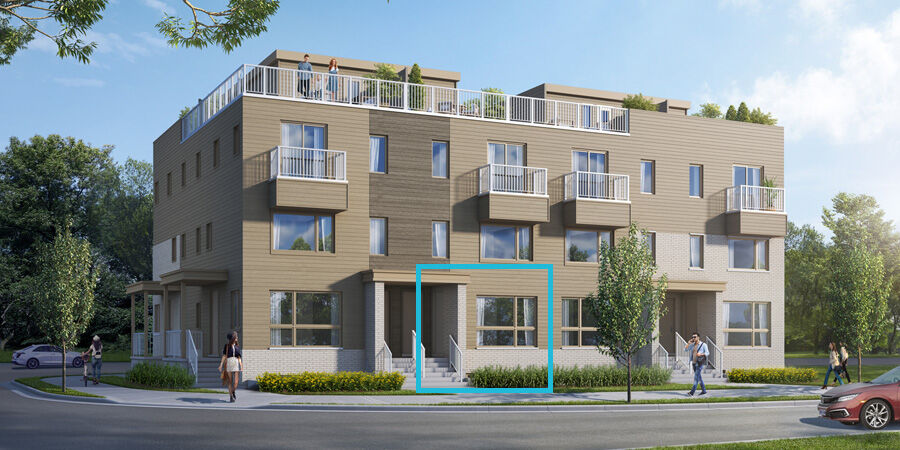 stacked townhome with window and door