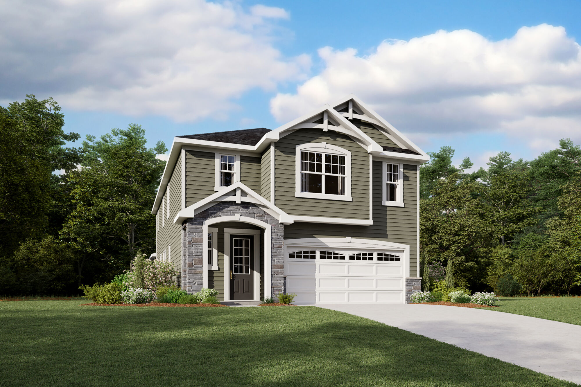  Elevation Front with door, window and garage