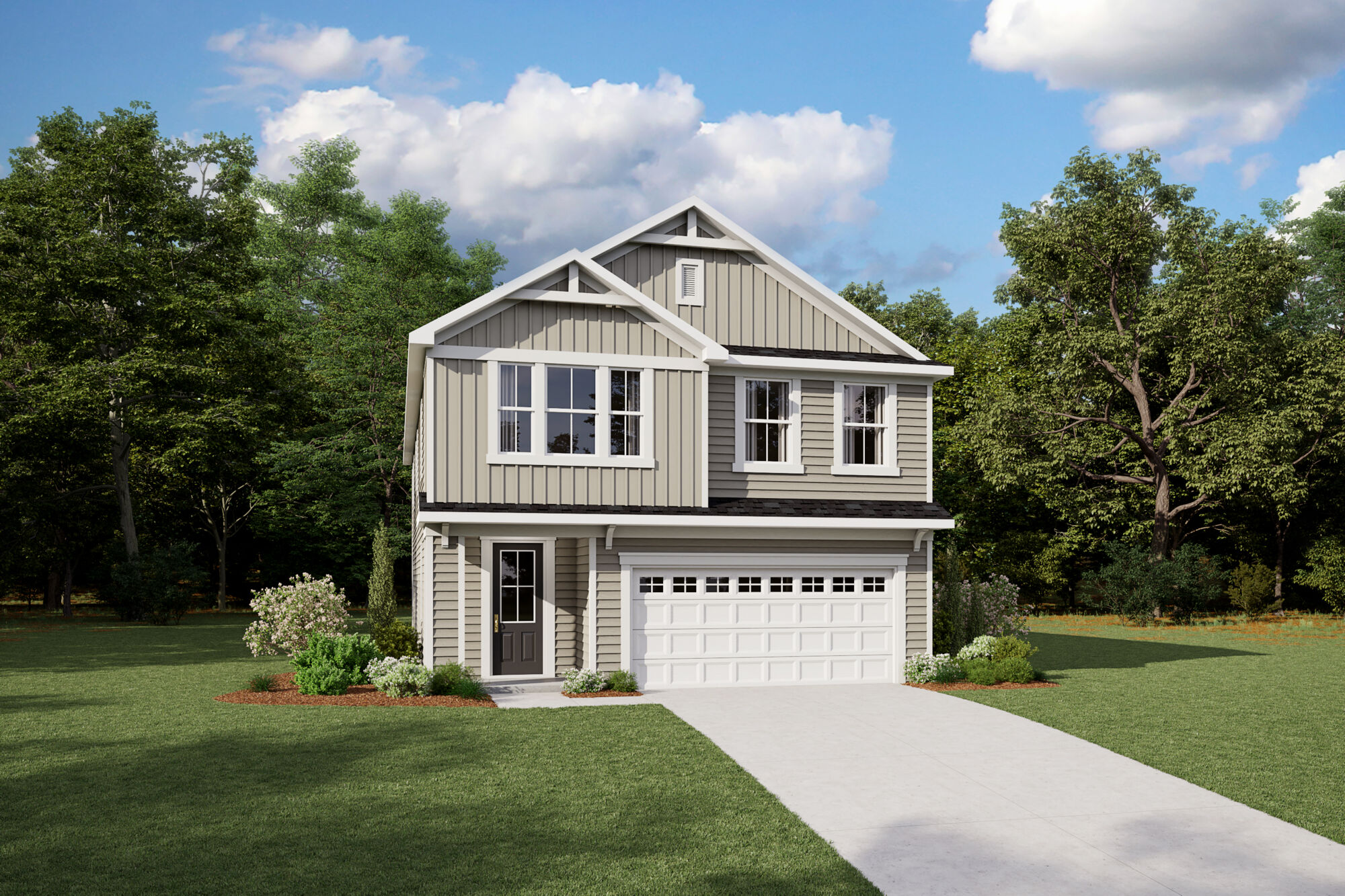  Elevation Front with garage, window and door