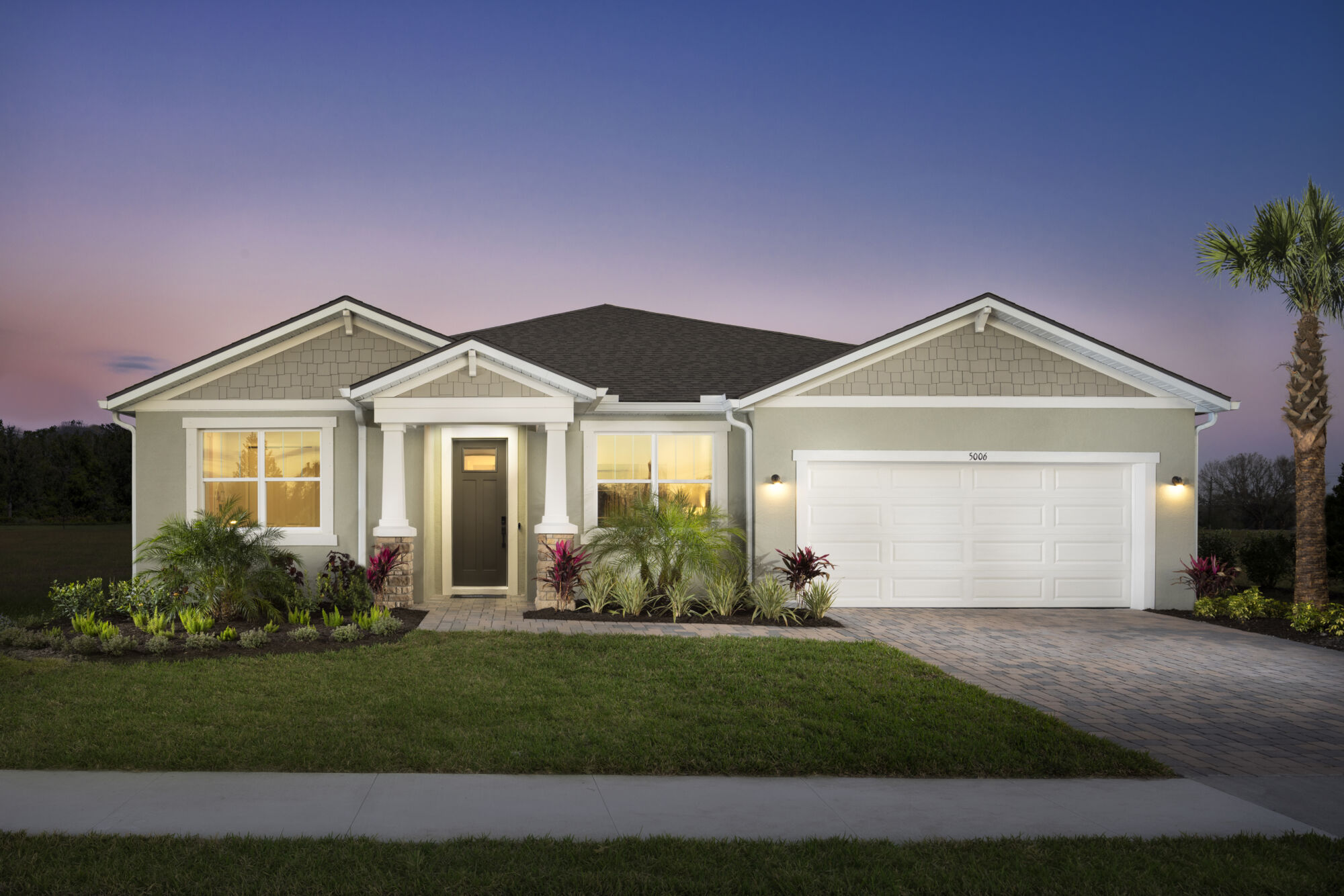  Elevation Front with window, garage and door