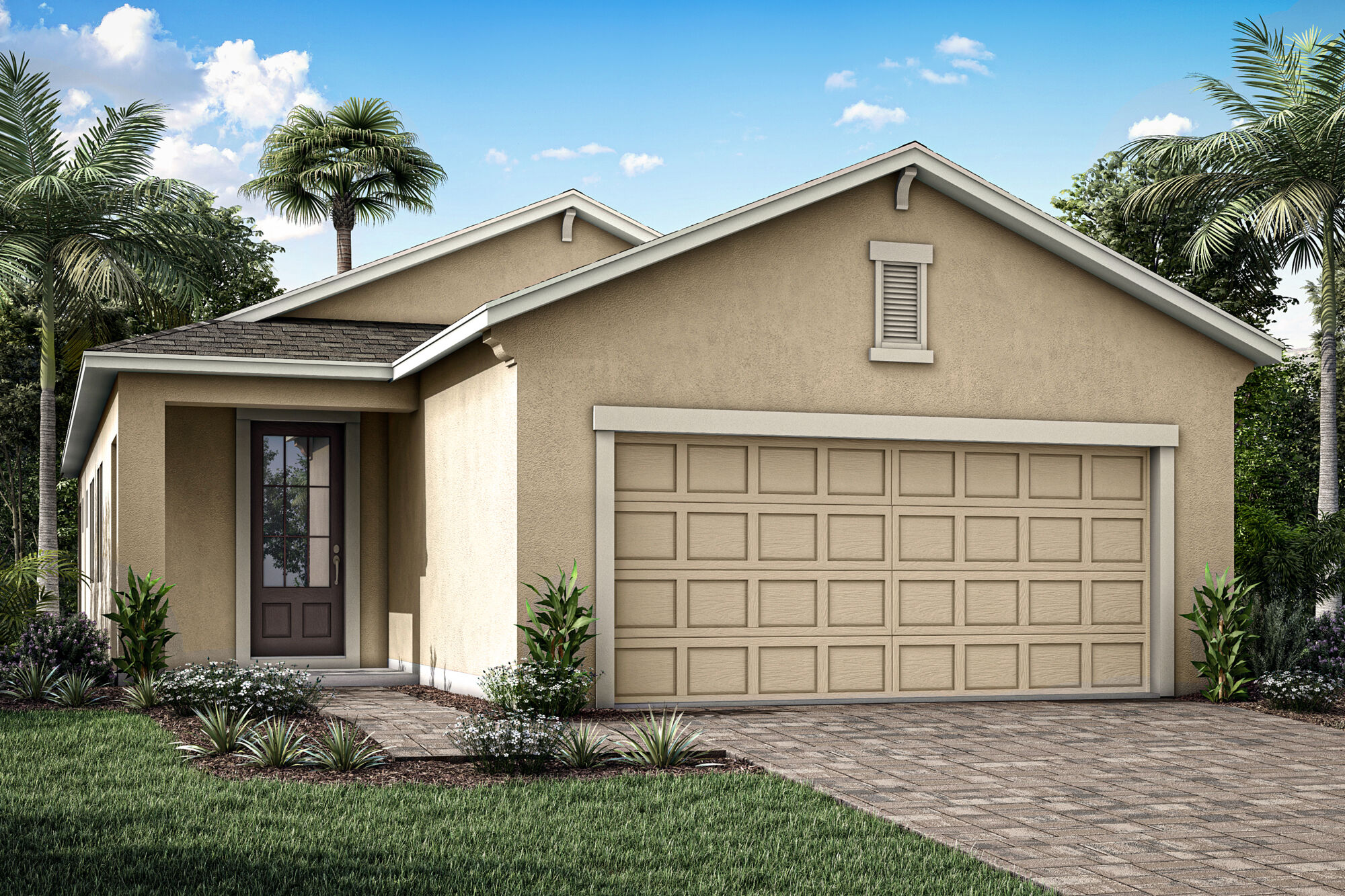 home exterior with paver driveway