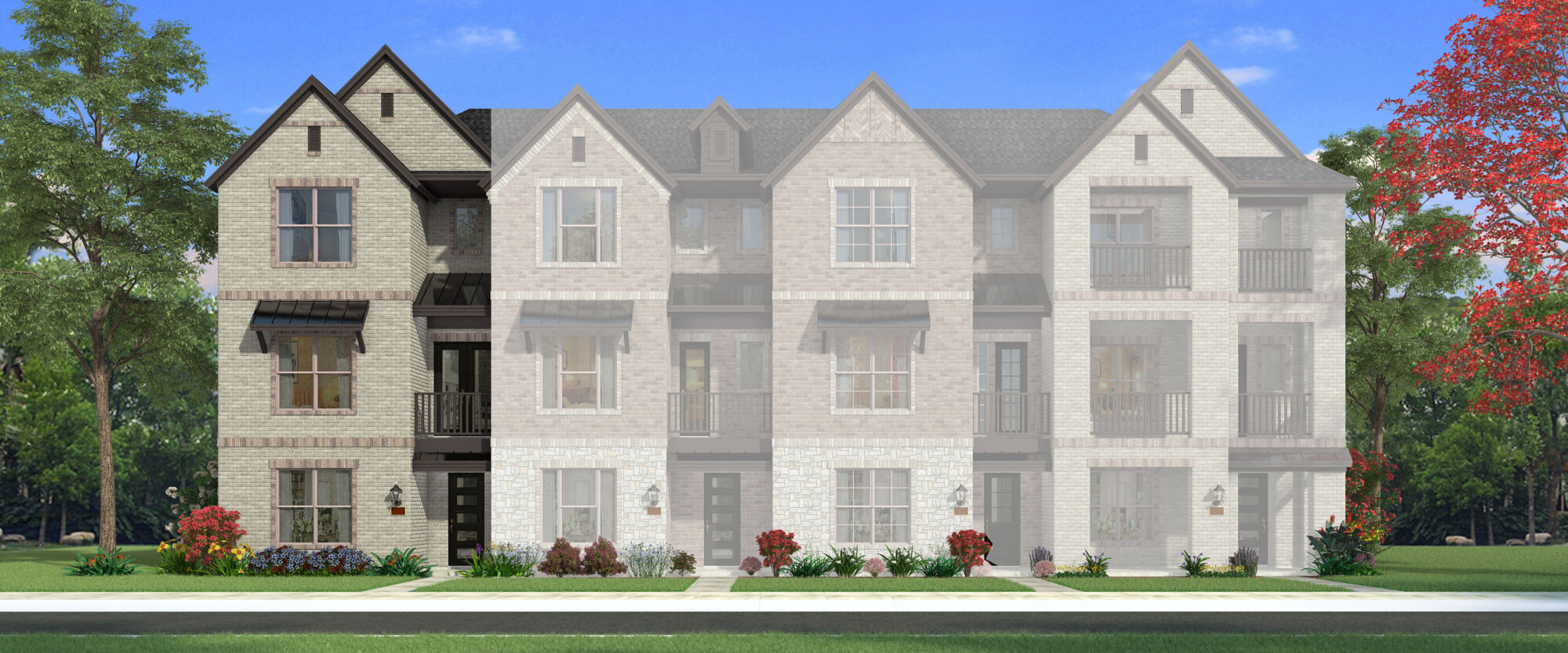 Town Homes with window, door, garage, exterior brick and exterior stone