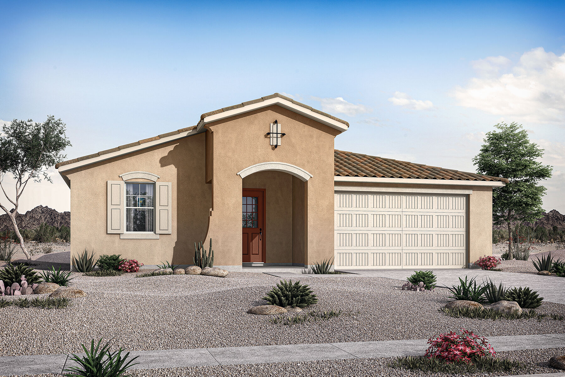  Elevation Front with window, garage and door