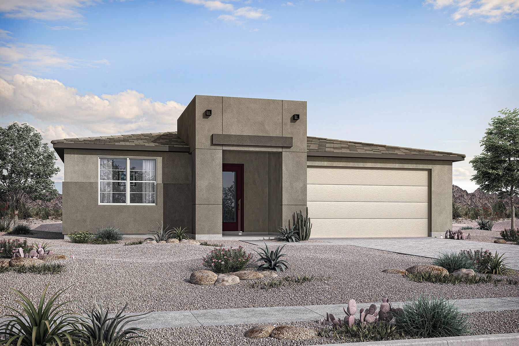  Elevation Front with window, door and garage