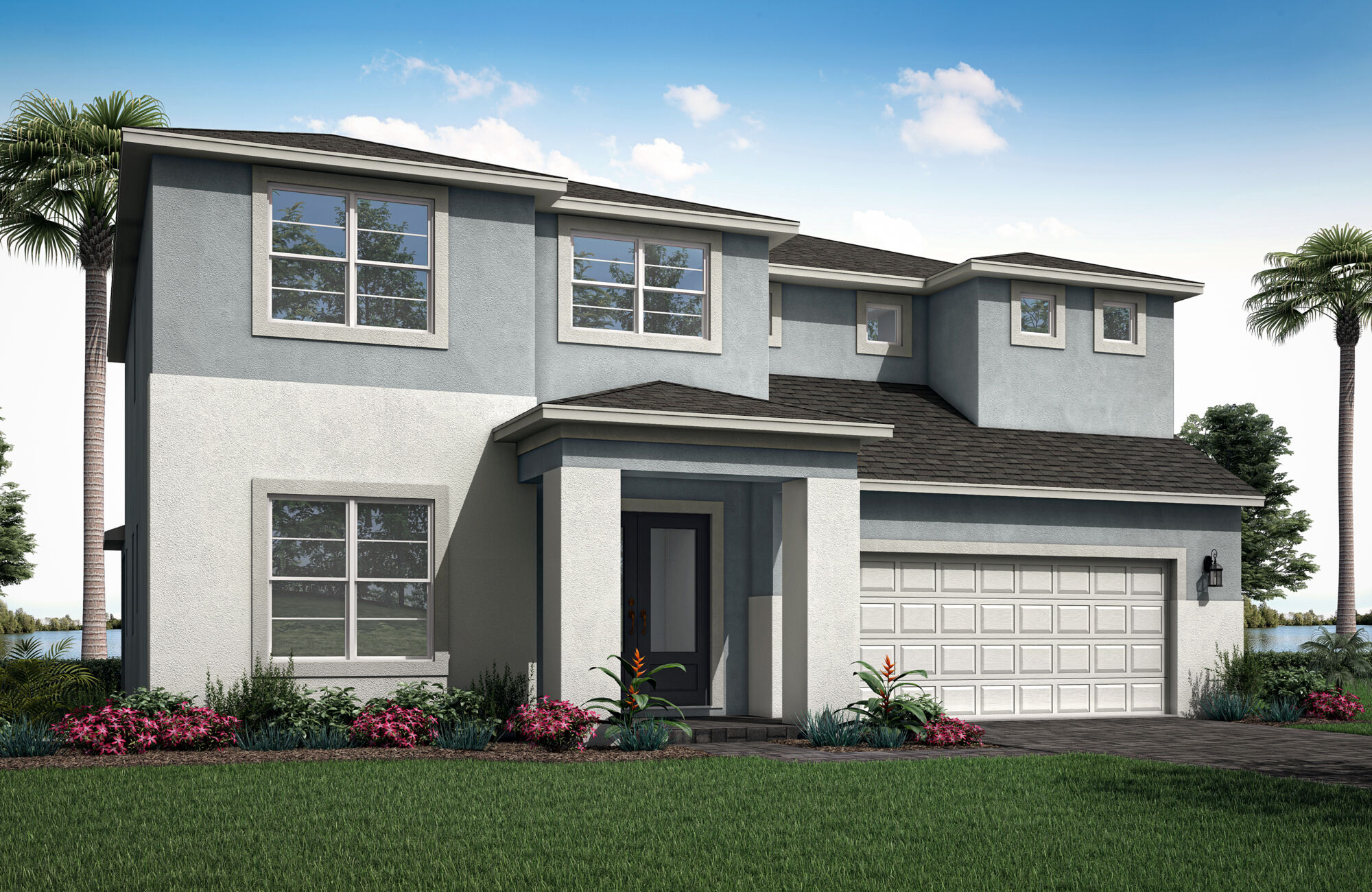  Elevation Front with garage, window and door