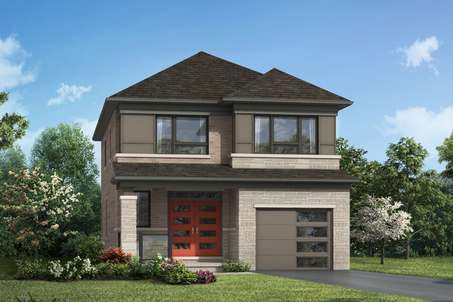 Elevation Front with window, garage and exterior stone